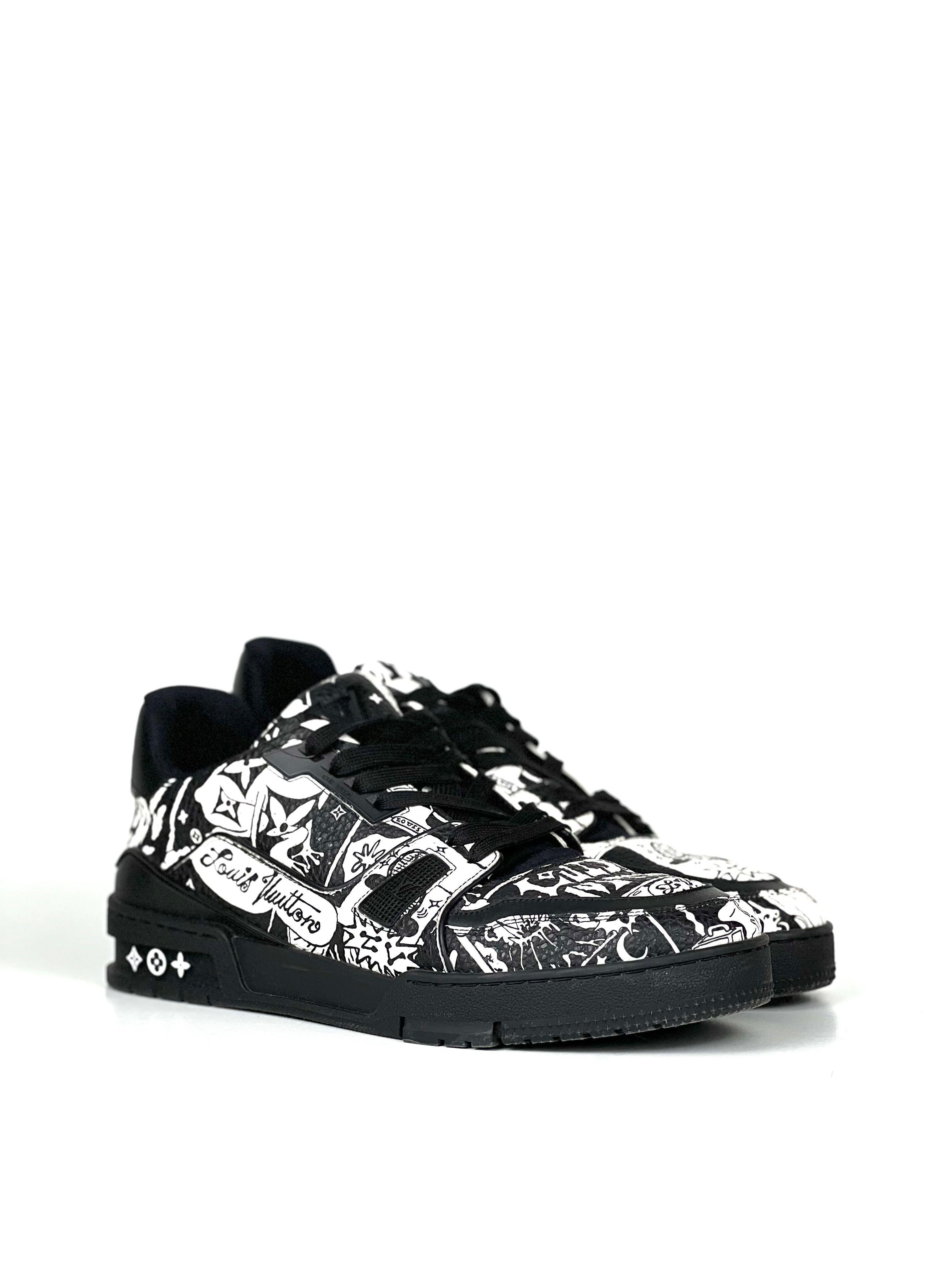 Louis Vuitton Trainer B&W Comic Leather Sneakers
