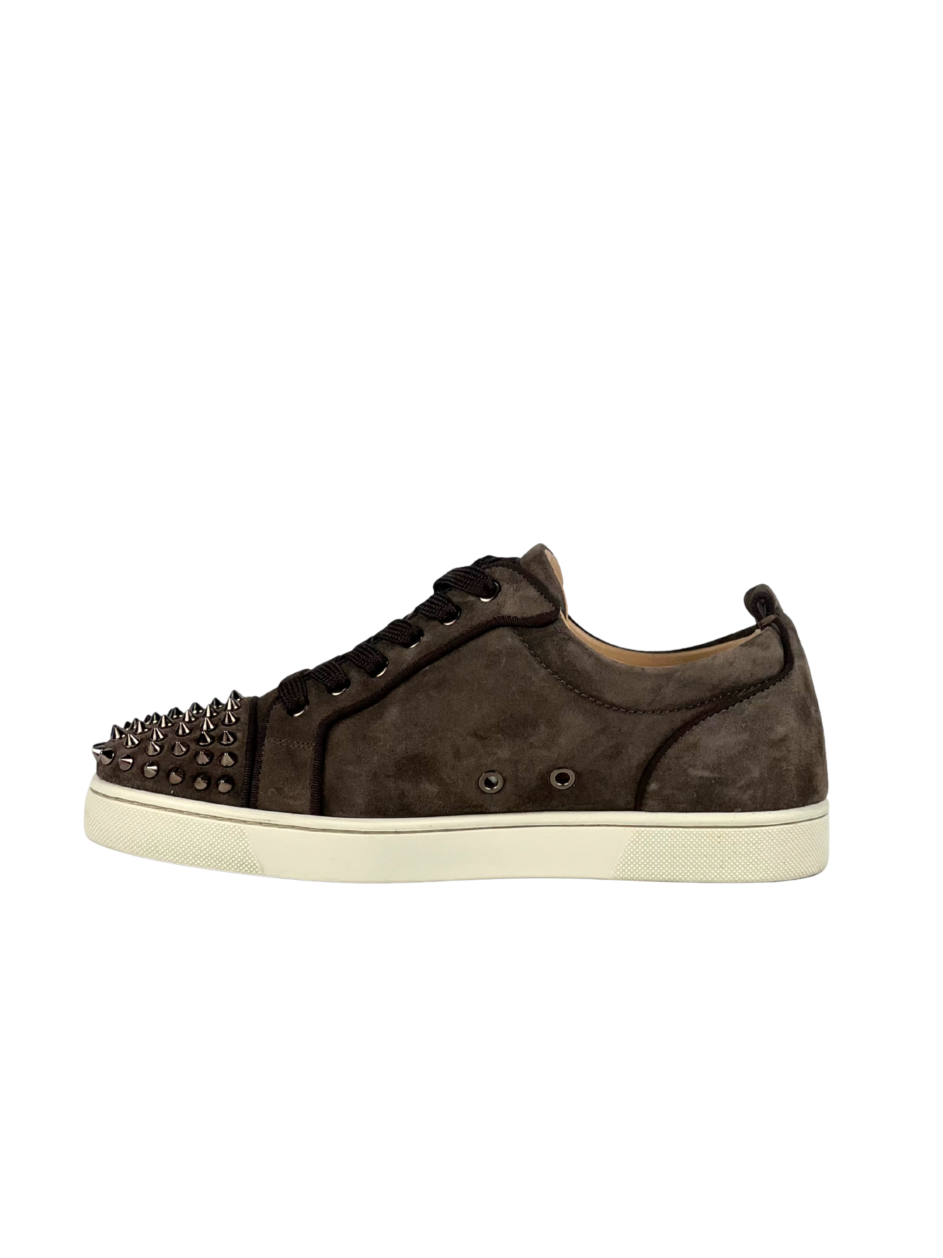 Christian Louboutin Junior Rosegold Spike Suede Sneakers