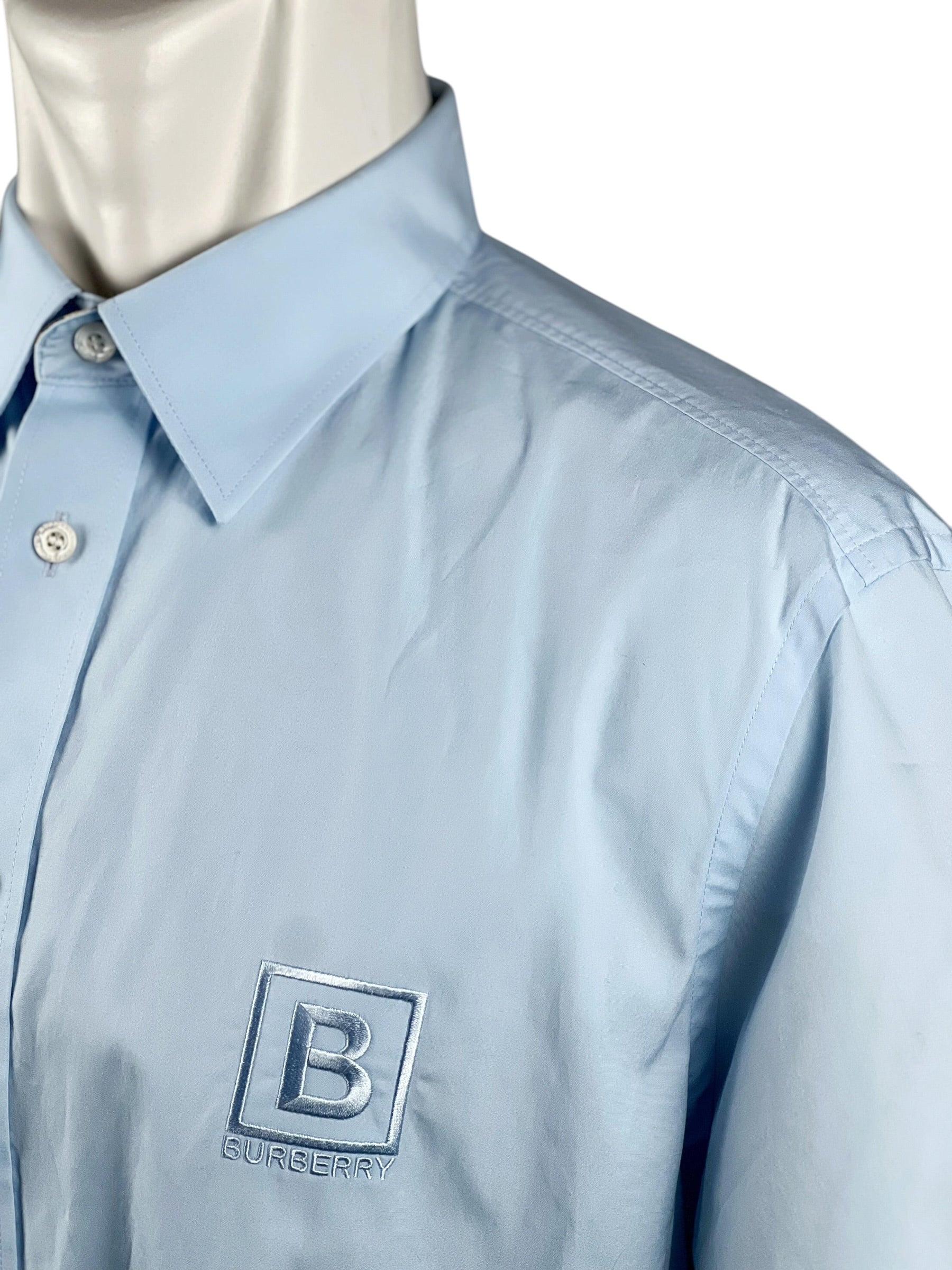 Burberry B Pocket Check Blue Shirt
