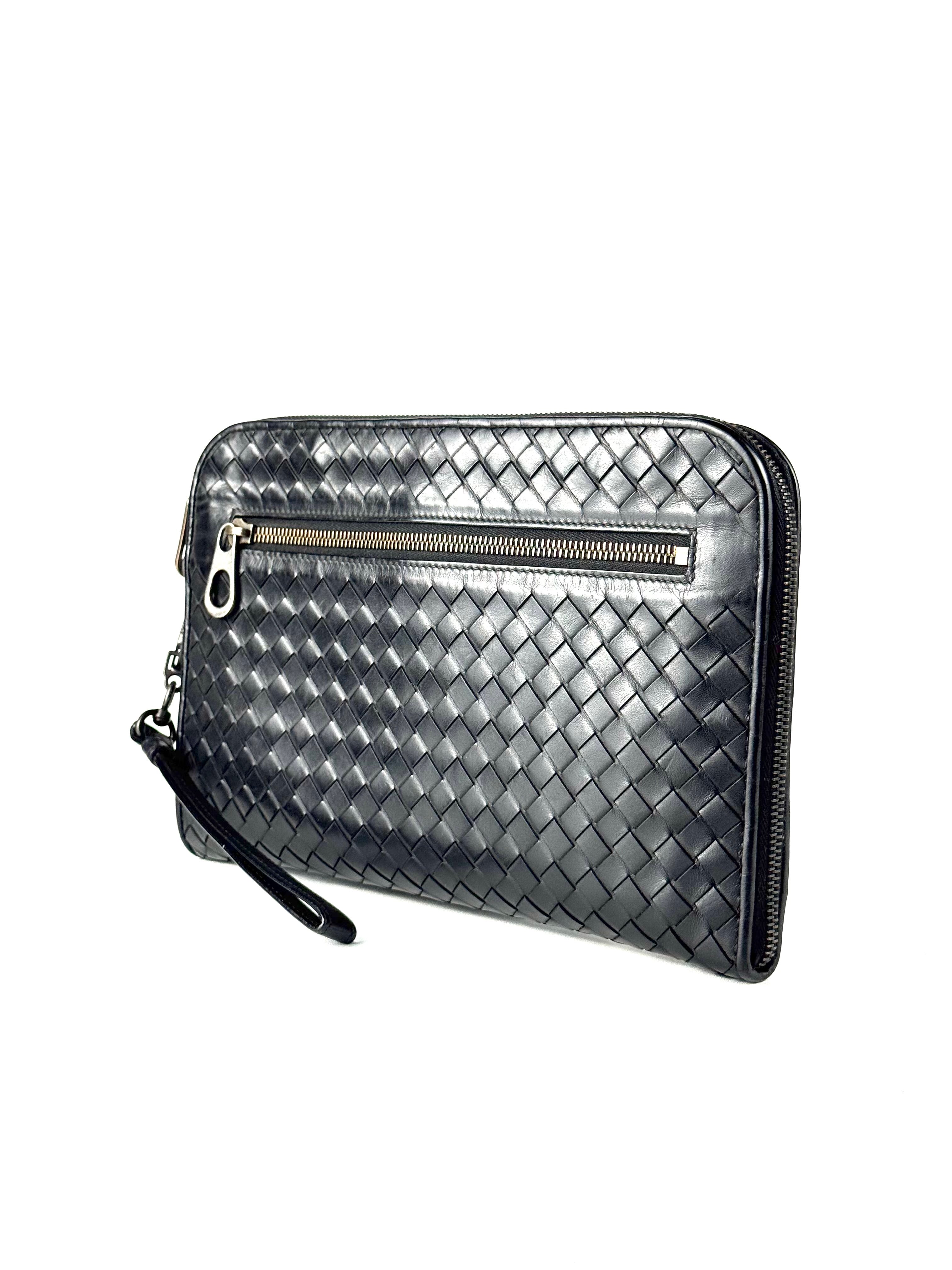 Bottega Veneta Intrecciato Black Vitello Clutch
