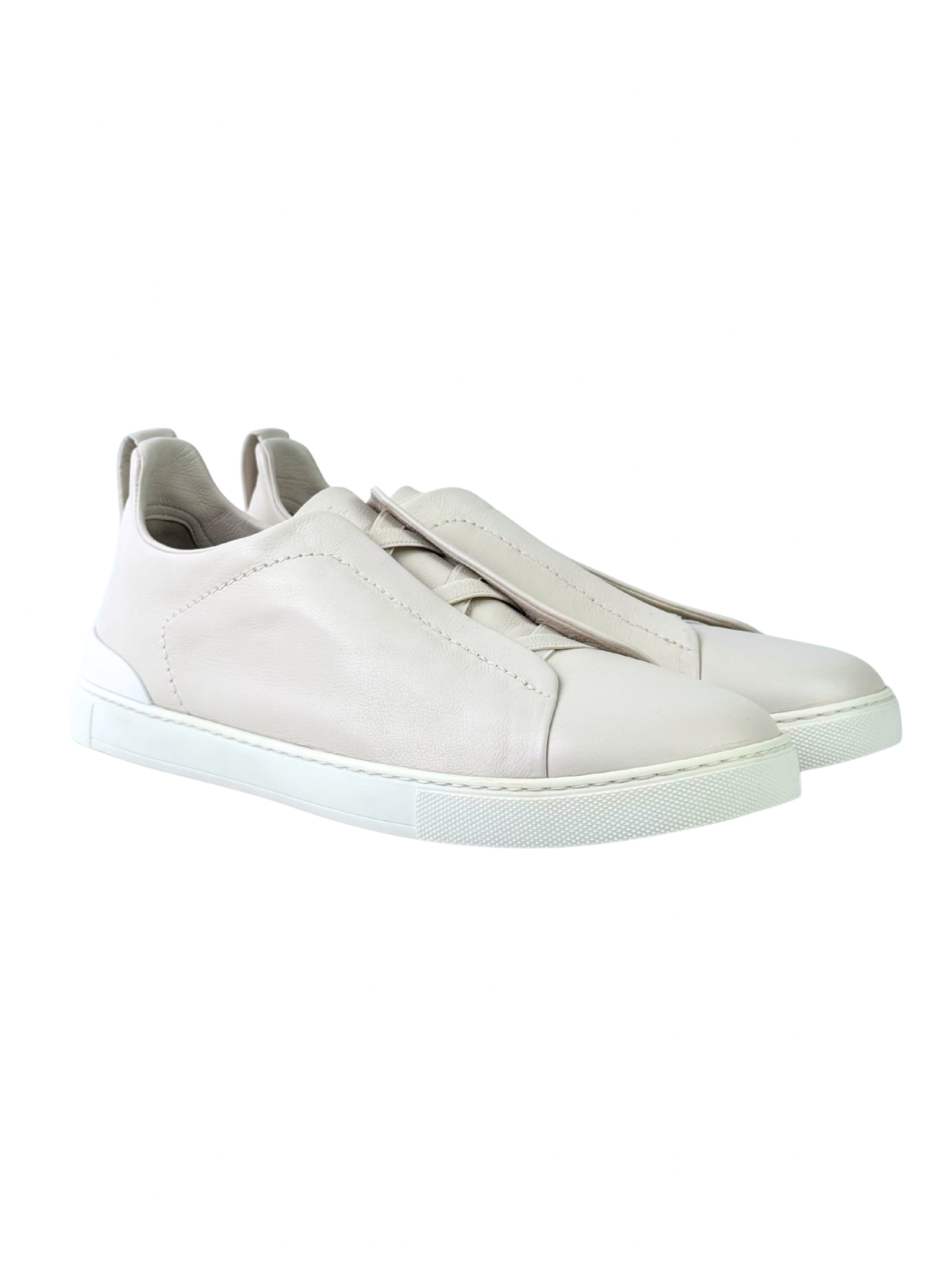 Zegna Triple Stitch Second Skin White Slip-On