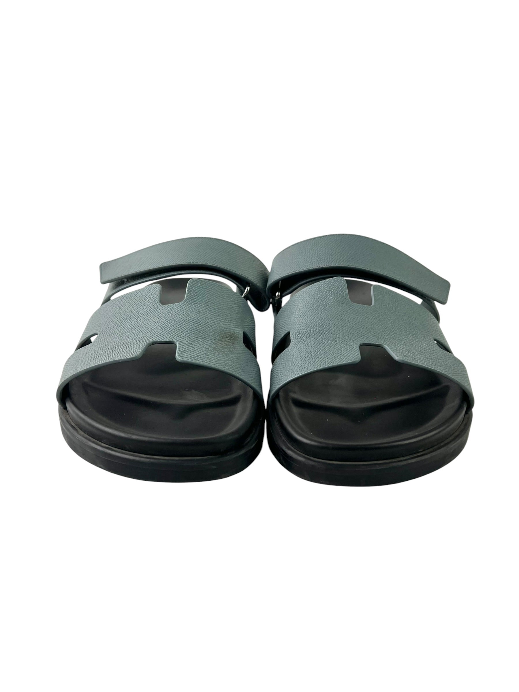 Hermès Chypre Blue Leather Sandals