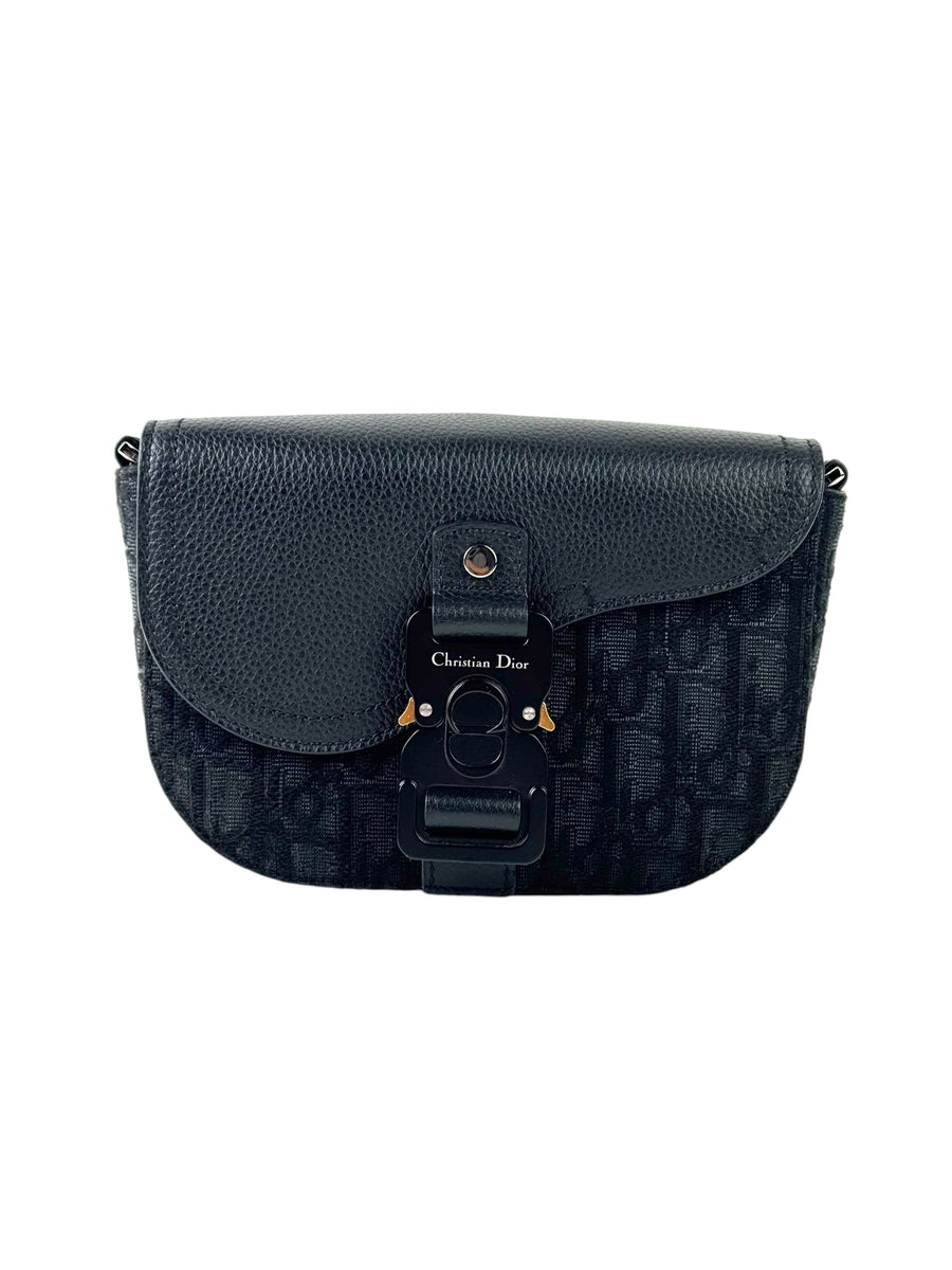 Christian Dior Black Oblique Jacquard Mini Saddle Messenger Bag
