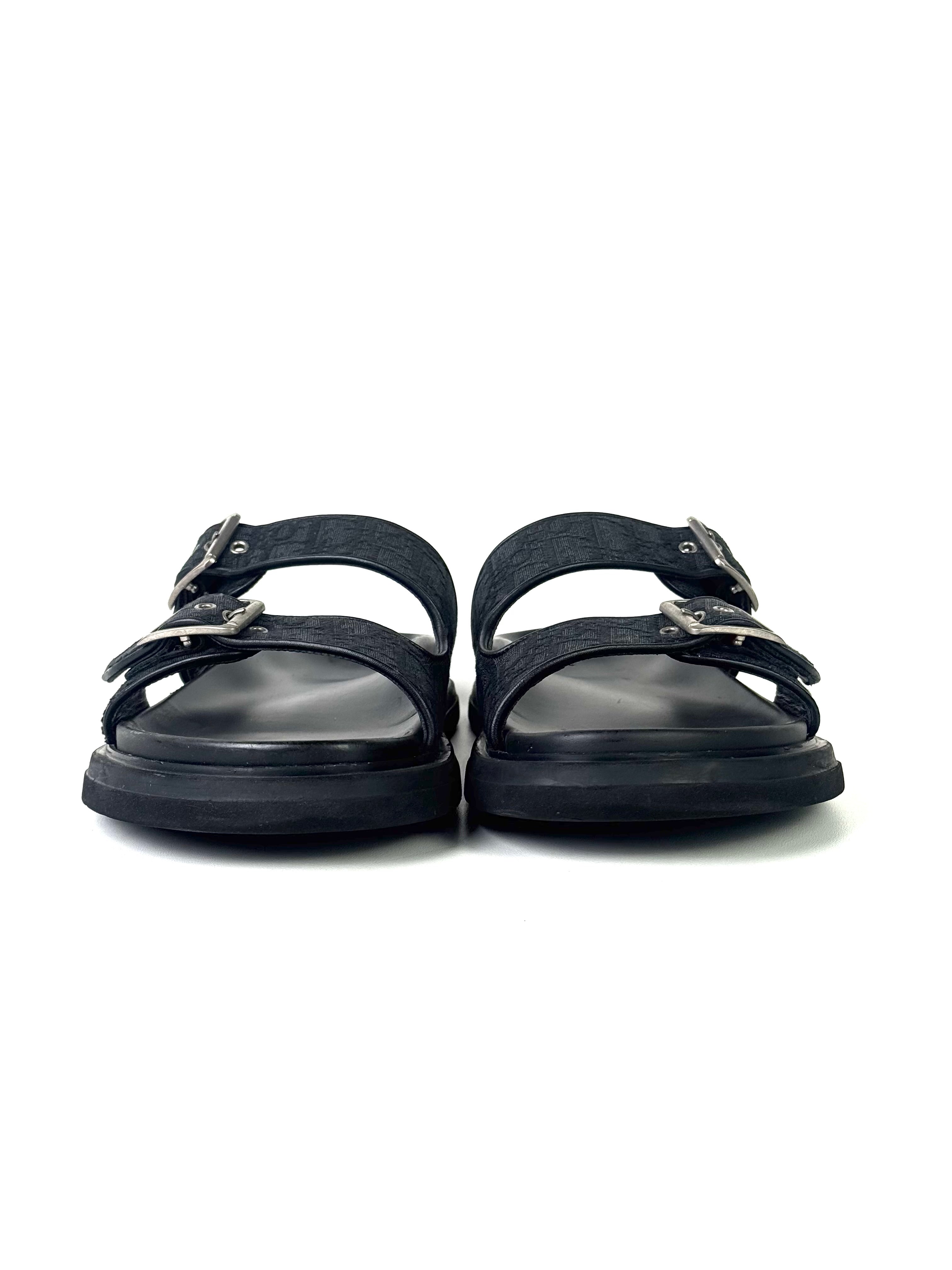 Christian Dior Oblique Jacquard Black Aqua Sandals