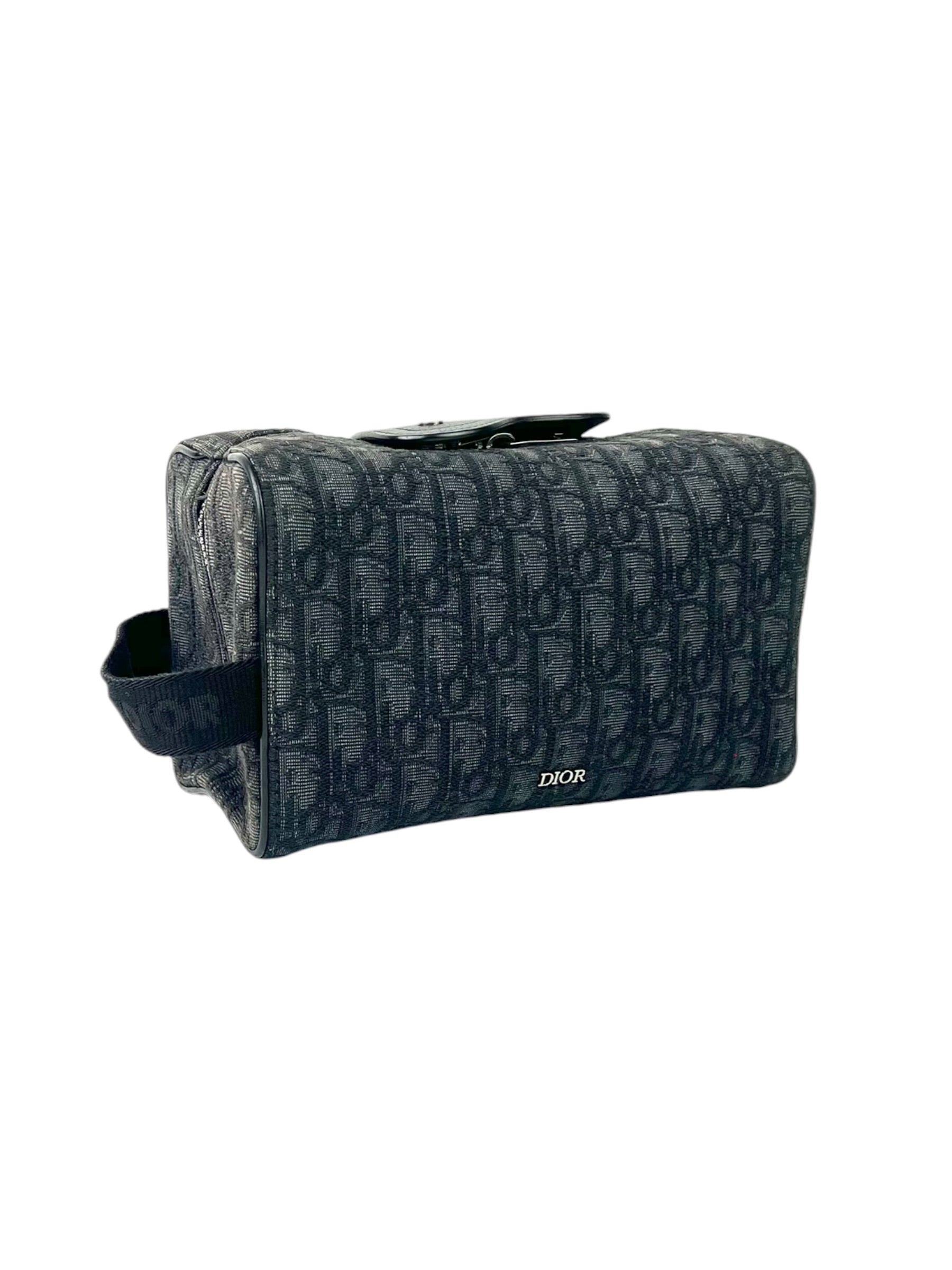 Christian Dior Oblique Jacquard Black Toiletry Pouch