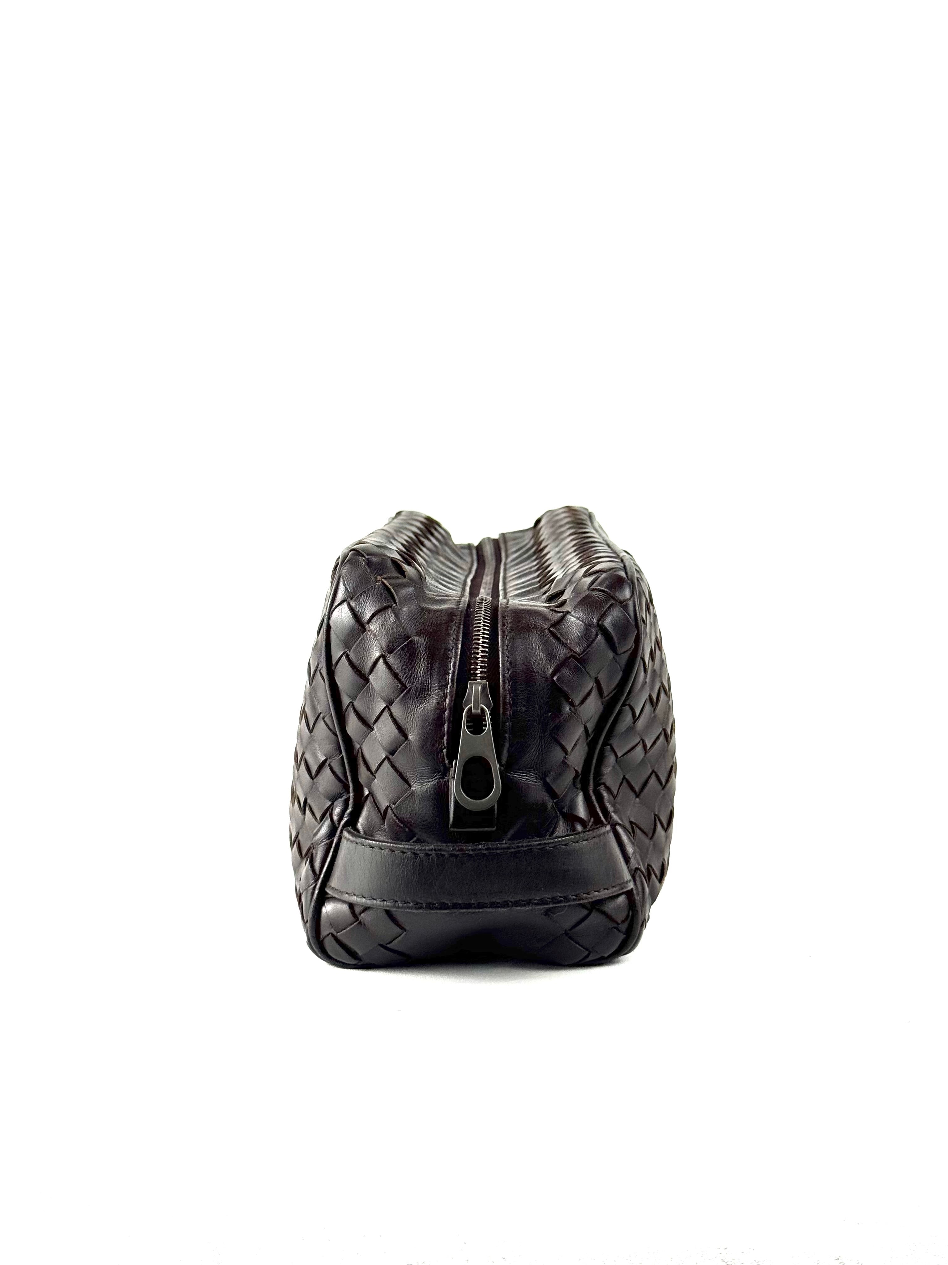 Bottega Veneta Intrecciato Brown Toiletry Pouch