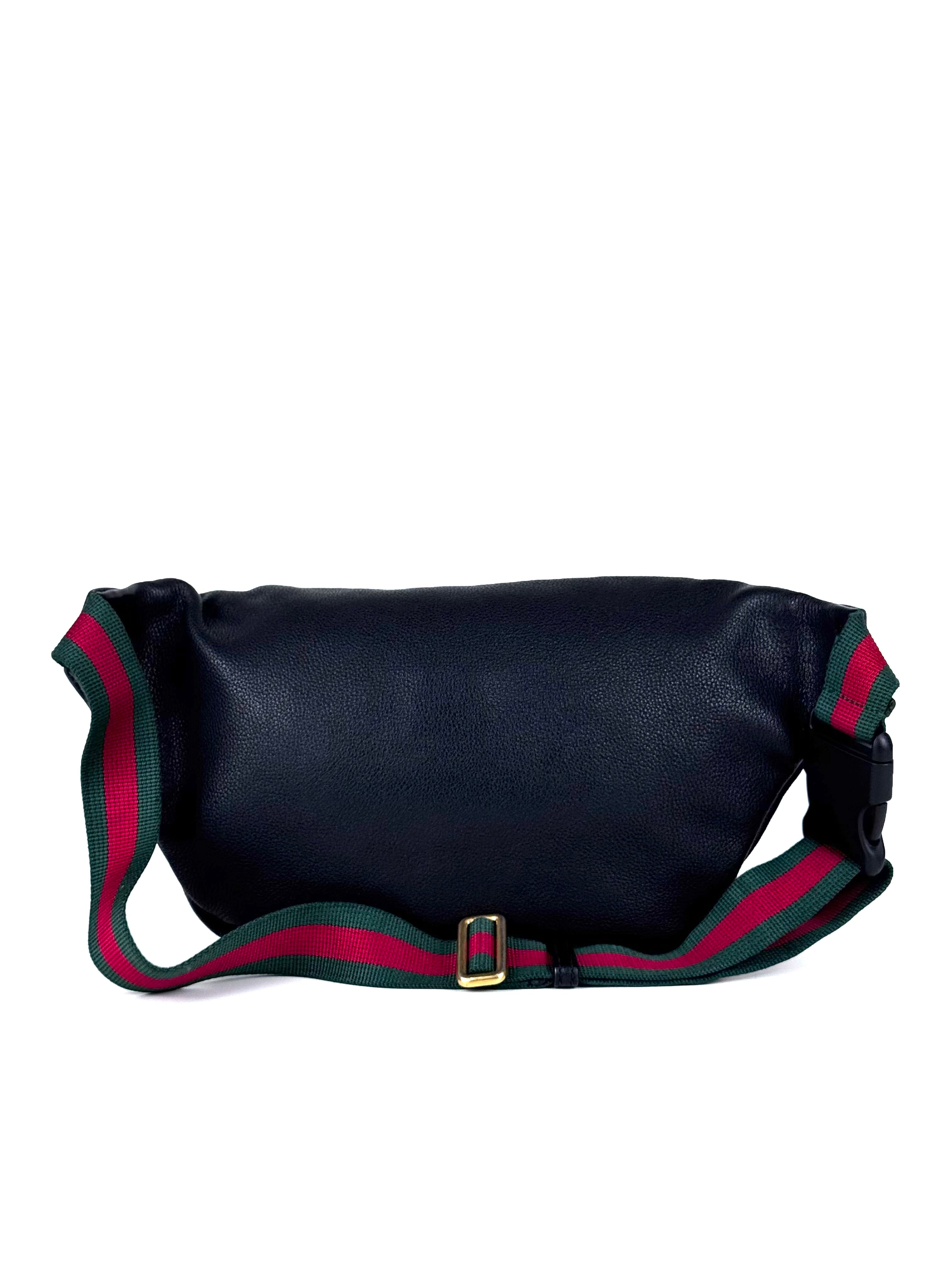 Gucci Logo Black Leather Waistbag