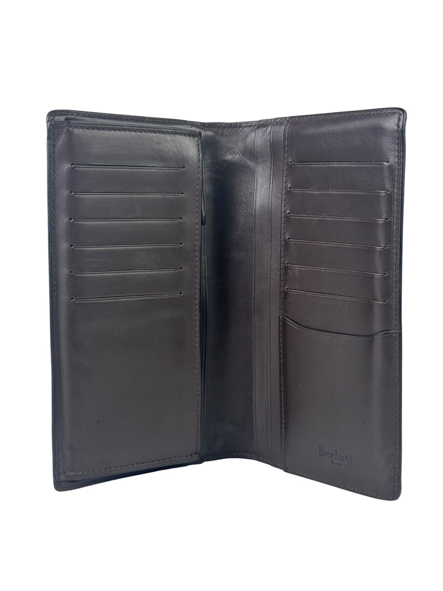 Berluti Scritto Venezia Leather Brown Long Wallet