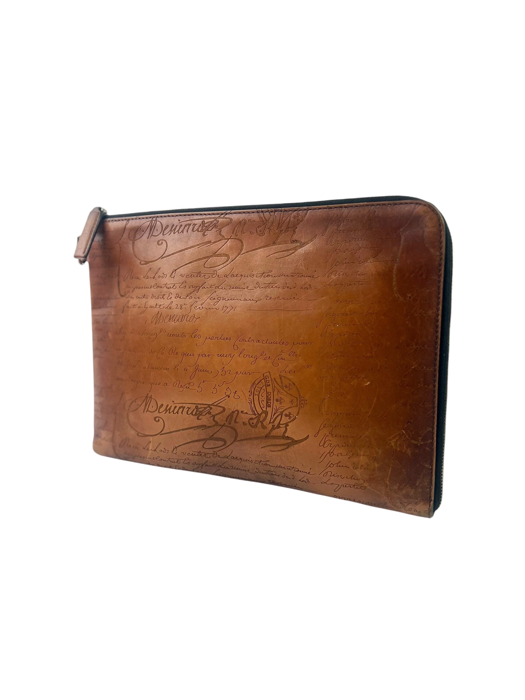 Berluti Nino GM Scritto Light Brown Clutch