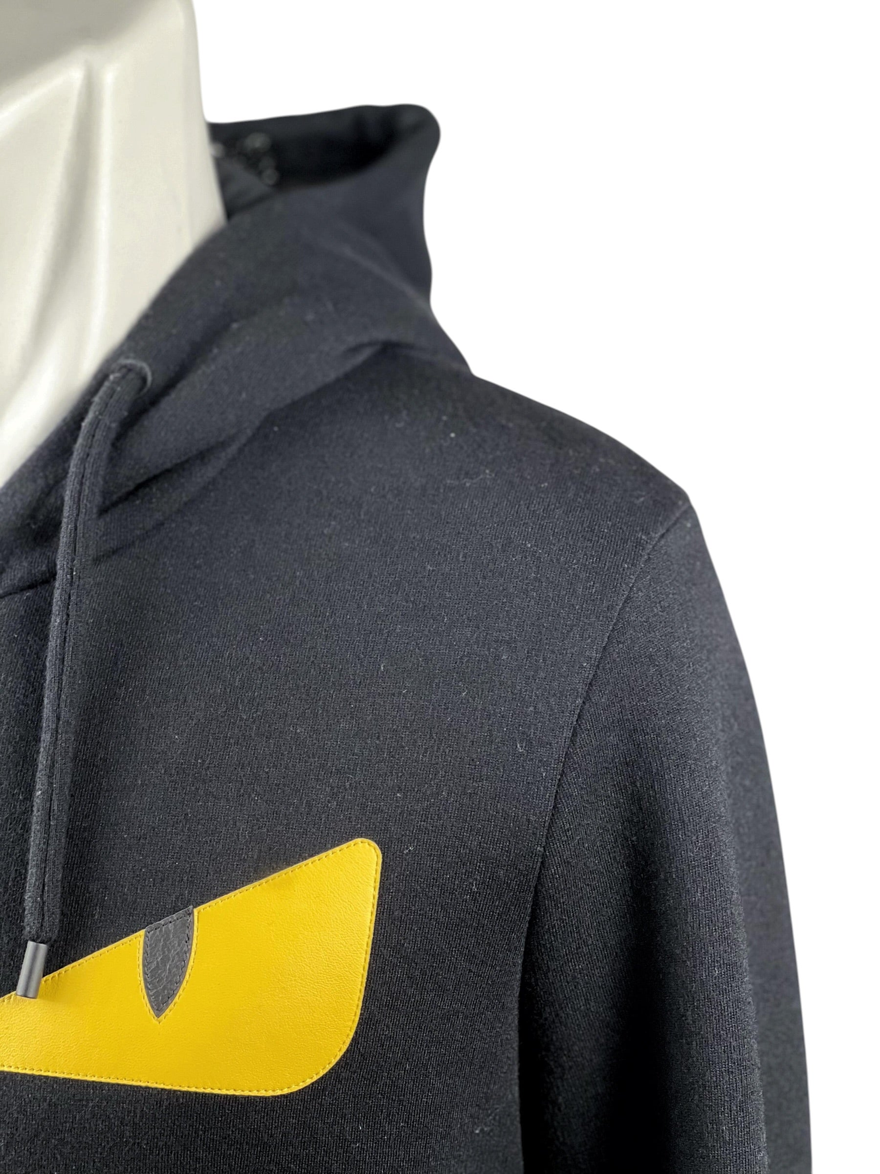 Fendi Monster Eye Leather Black Zip Hoodie