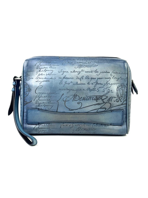 Berluti Scritto Blue Rosewood Pouch Clutch