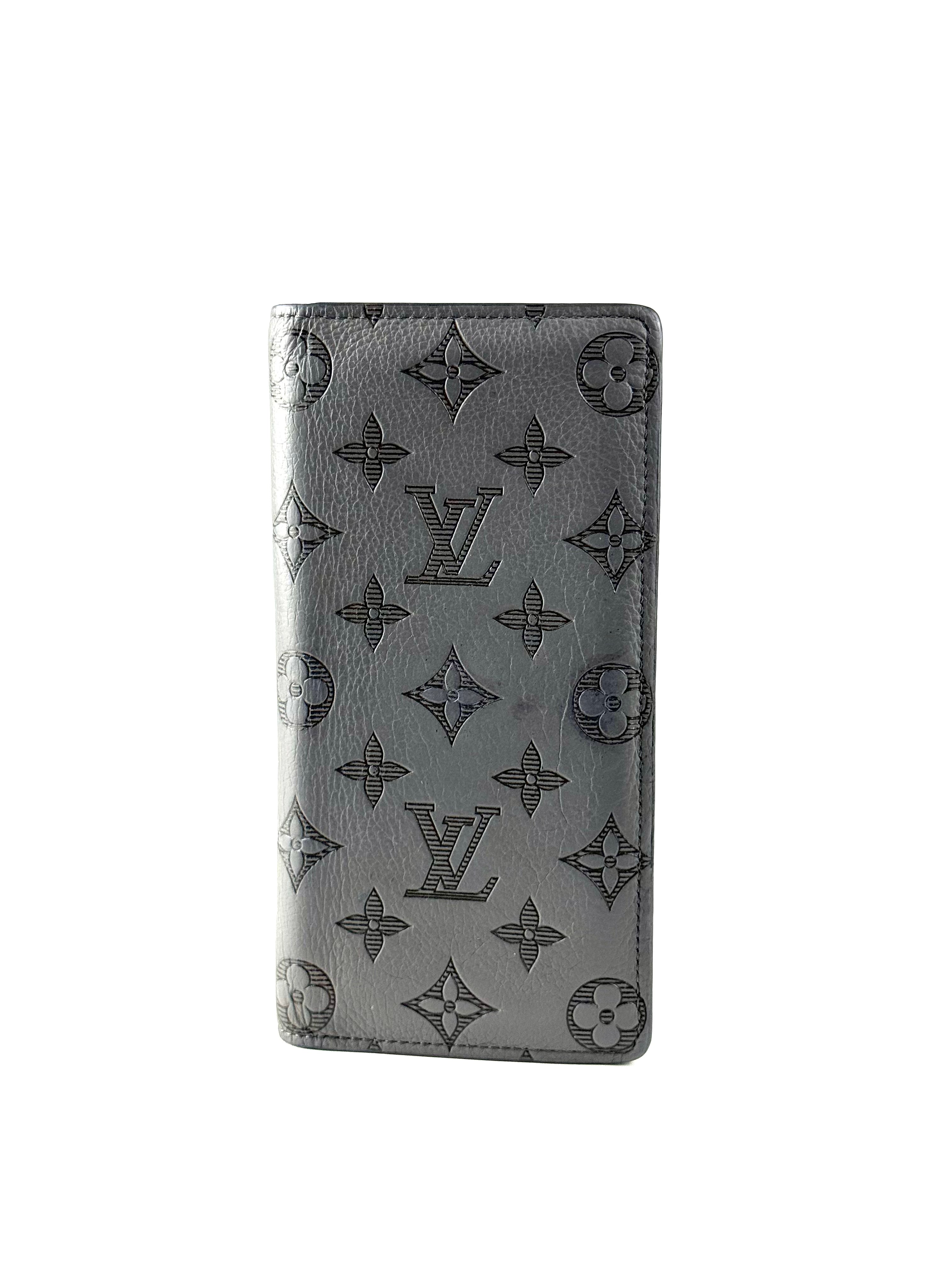 Louis Vuitton Shadow Monogram Grey Brazza Long Wallet