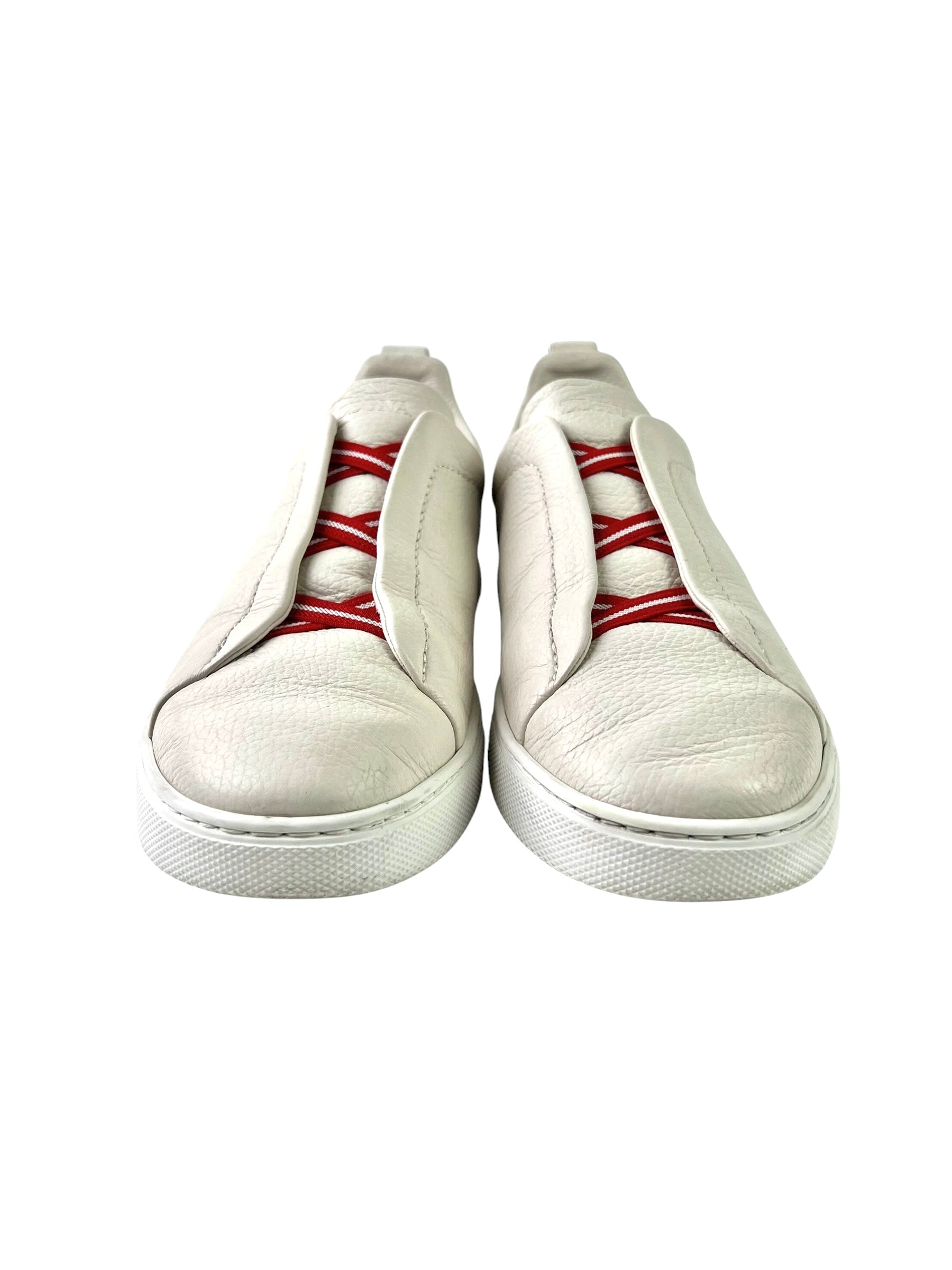 Zegna Japan Exclusive Triple Stitch Deerskin White Slip-On