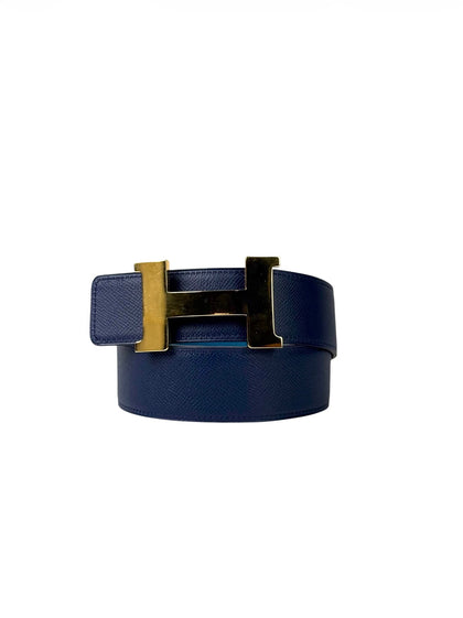 Hermès H Buckle Gold 40MM Blue Reversible Belt