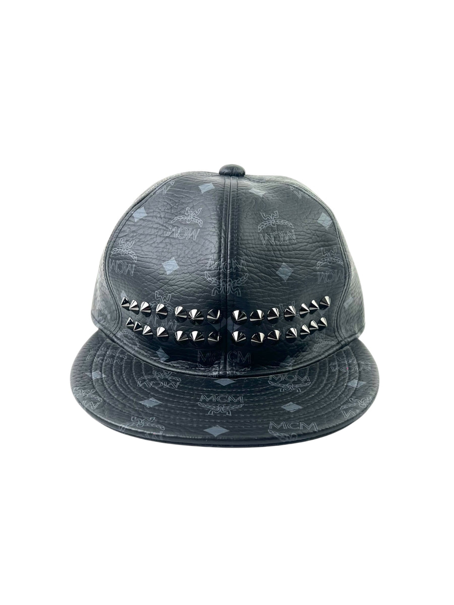 MCM Studs Visetos Leather Cap