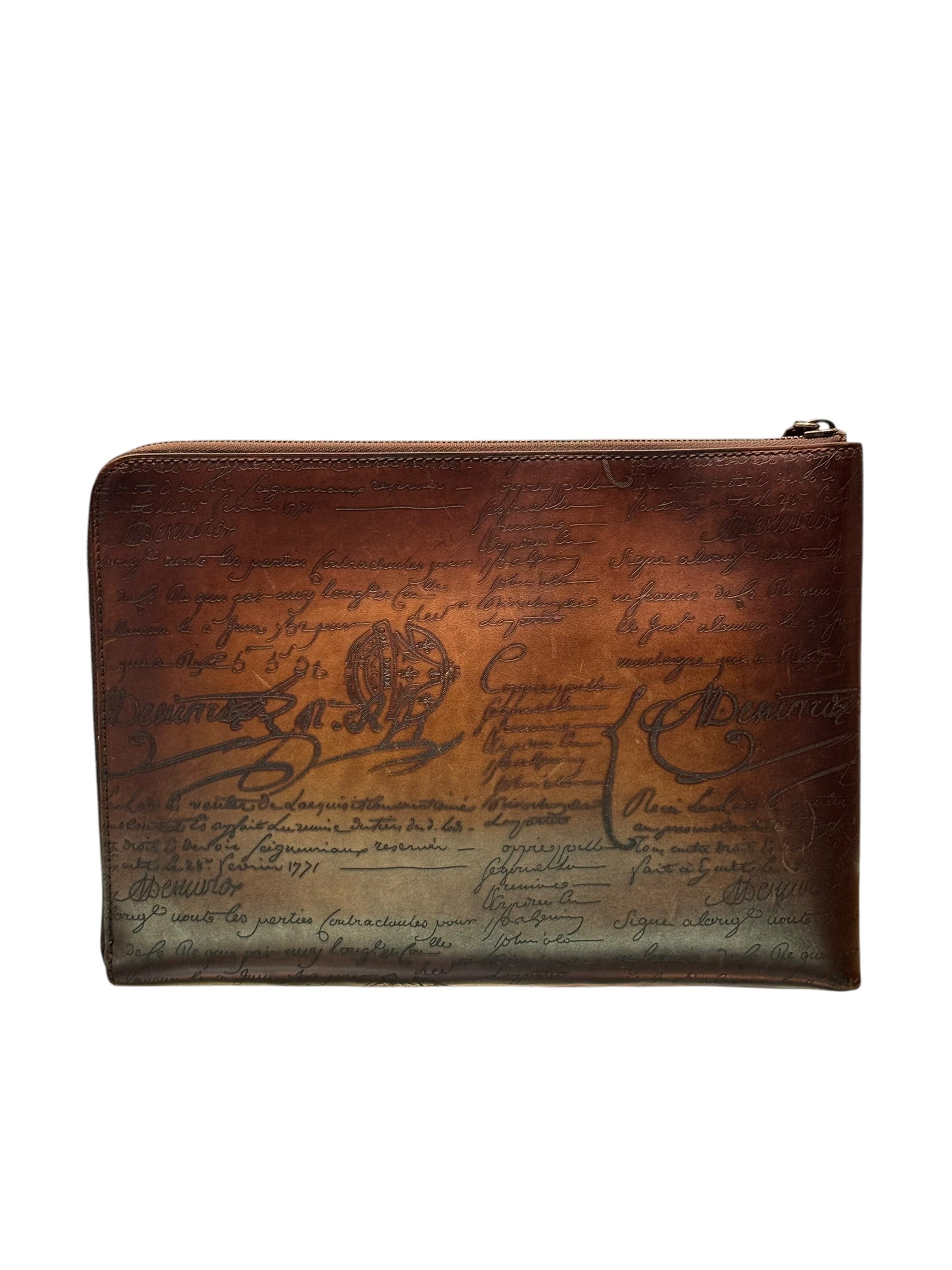 Berluti Nino PM Scritto Brown Clutch