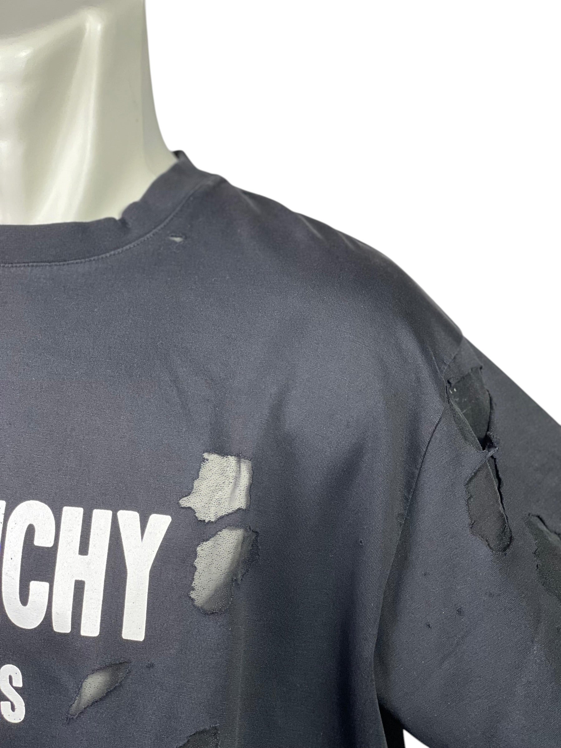 Givenchy Destroyed Logo Black Shirt