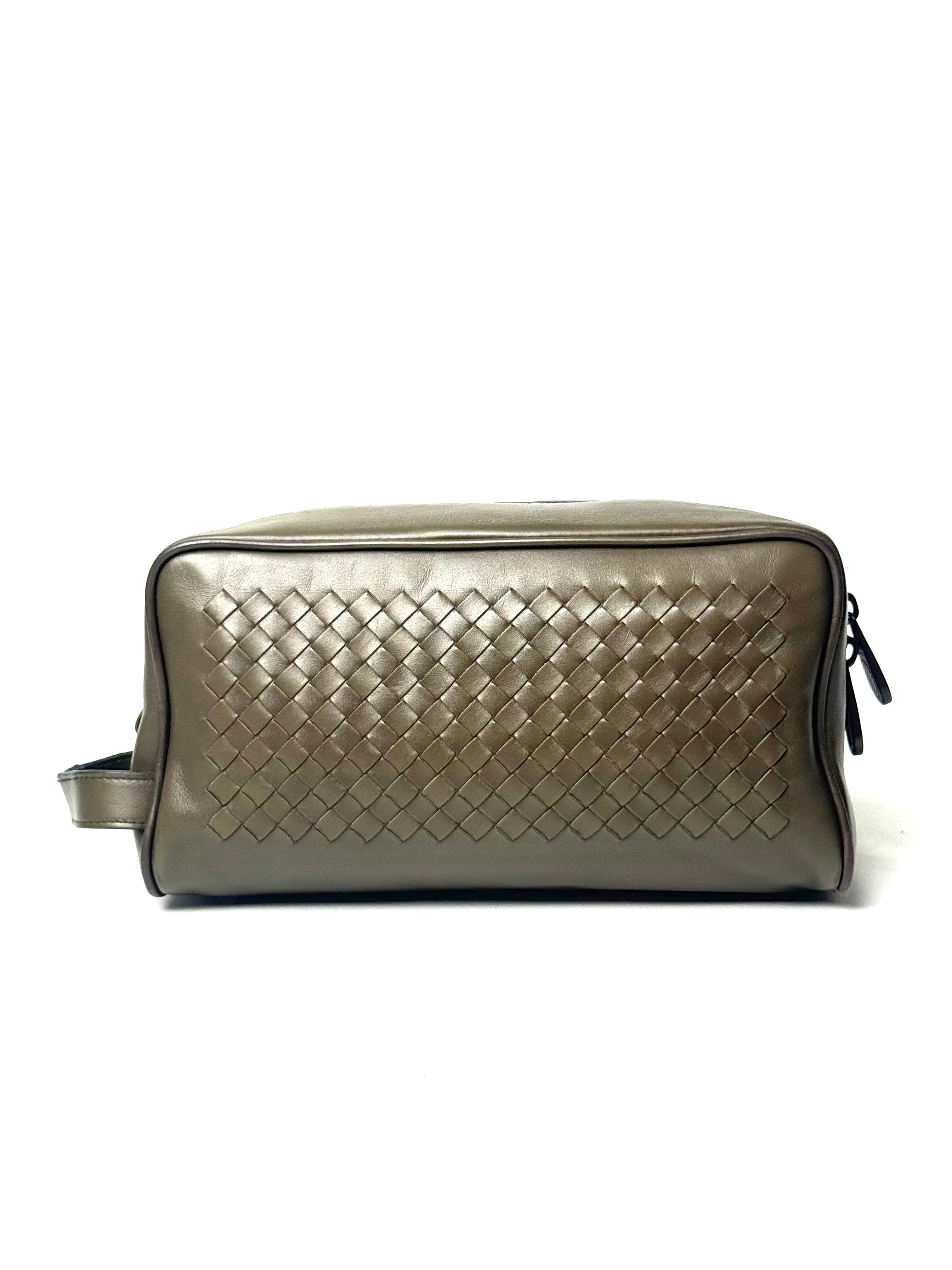 Bottega Veneta Intrecciato Khaki Toiletry Pouch