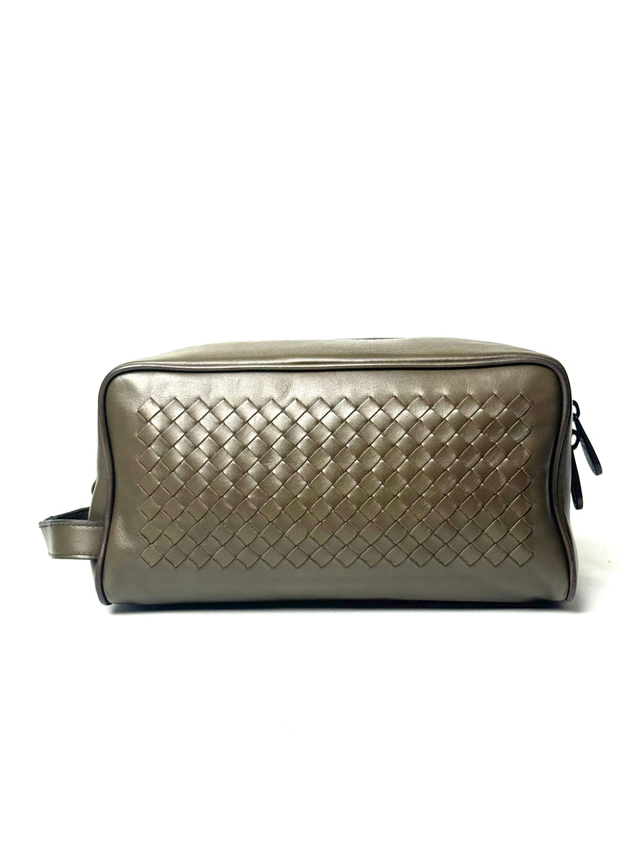 Bottega Veneta Intrecciato Khaki Toiletry Pouch