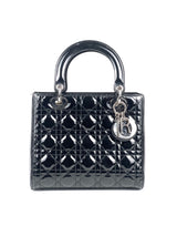 Christian Dior Lady Dior Medium Black Patent Shoulder Bag 1