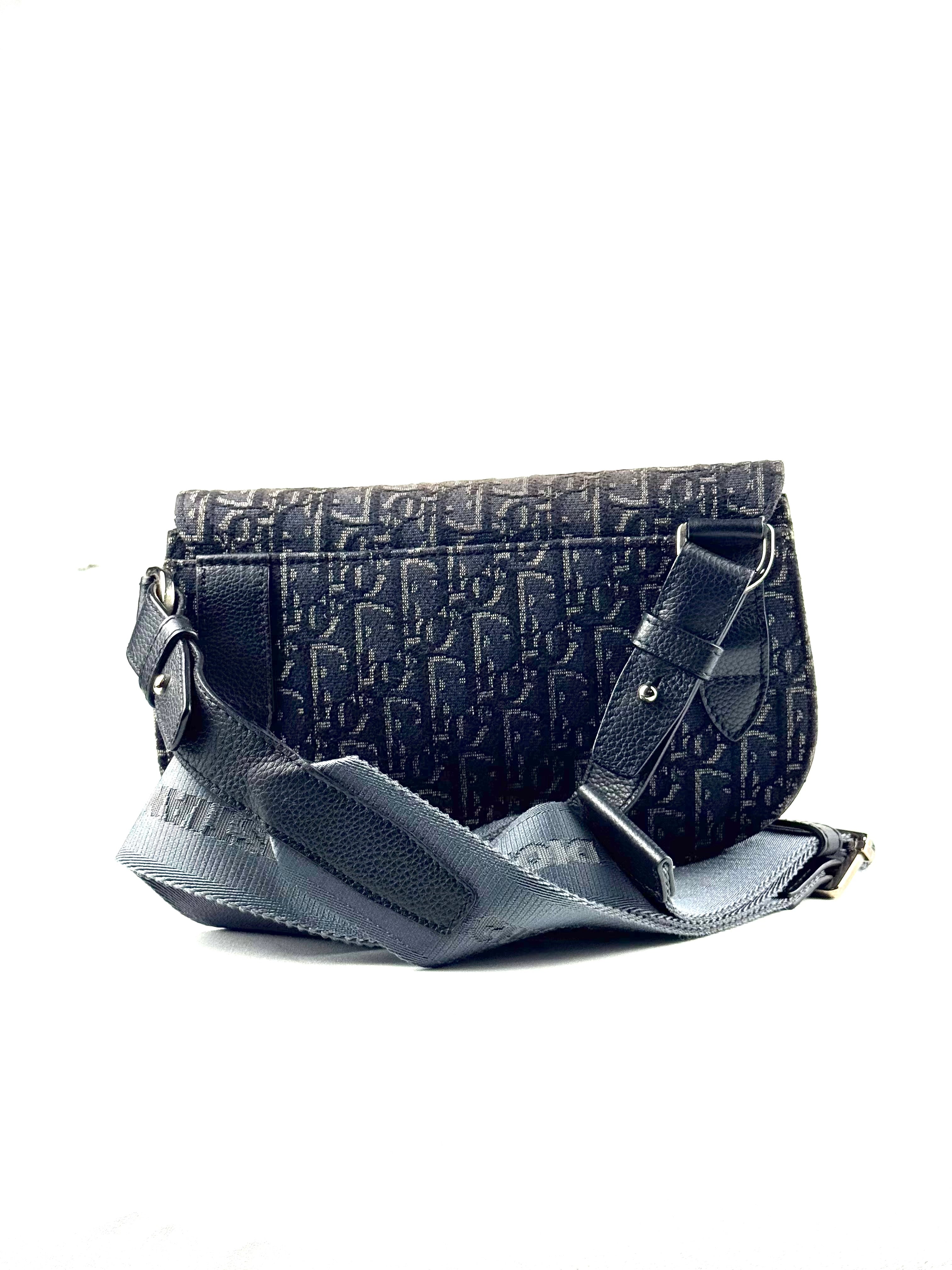 Christian Dior Saddle Pouch Oblique Jacquard Dark Grey Slingbag