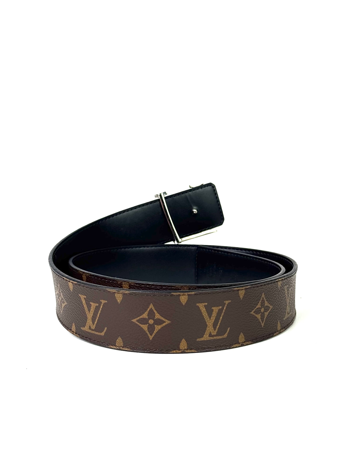 Louis Vuitton Initial Silver Buckle Monogram Macassar Belt