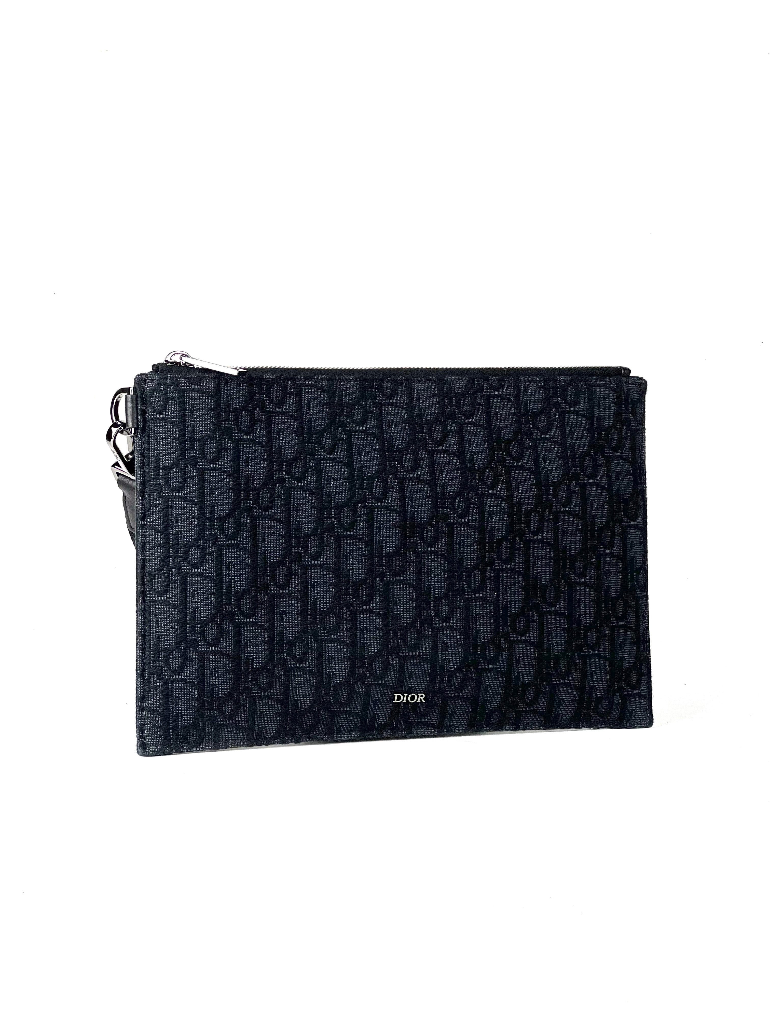 Christian Dior Oblique Jacquard Black A5 Pouch
