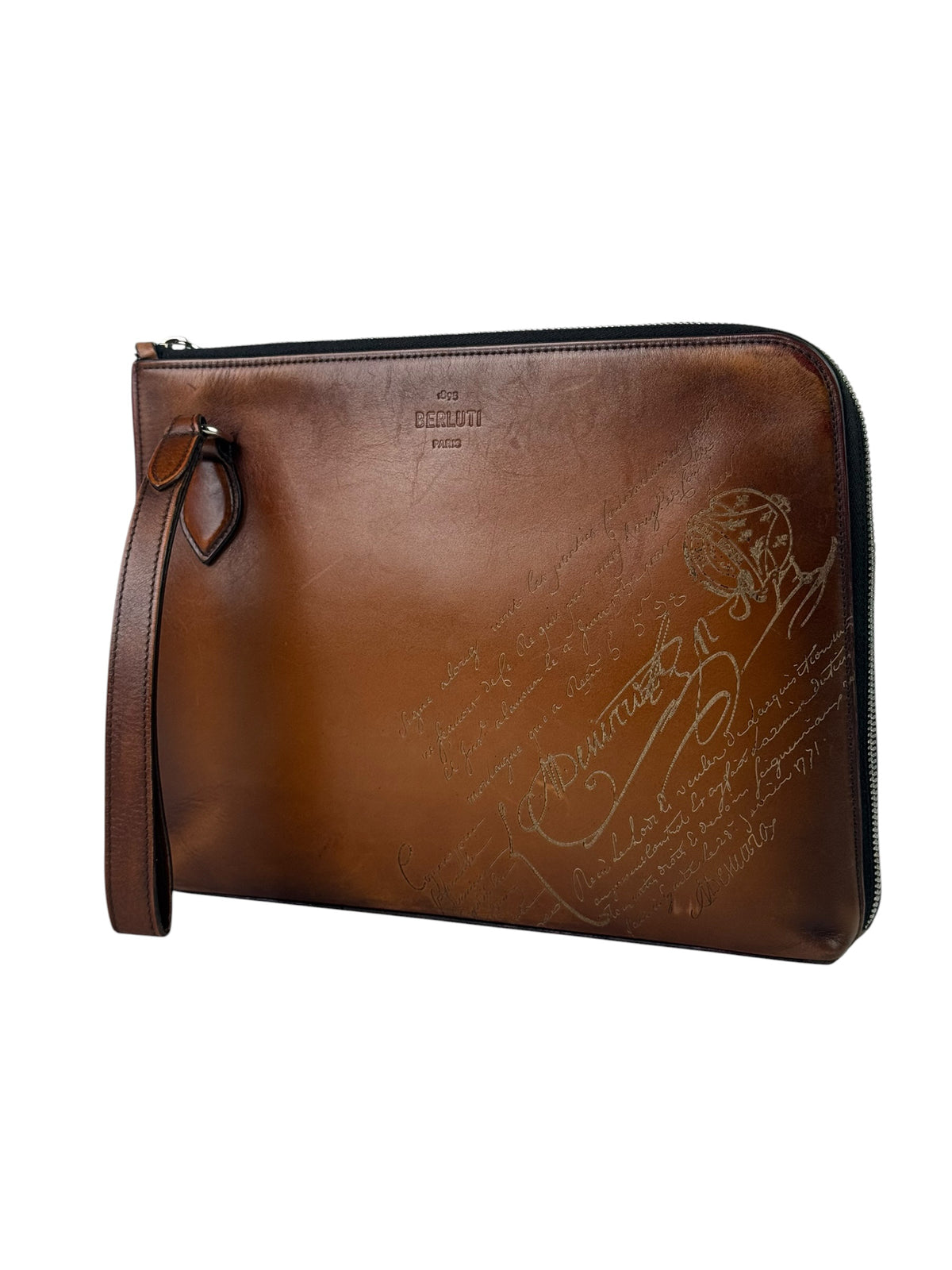 Berluti Nino Scritto Standing Pouch With Strap