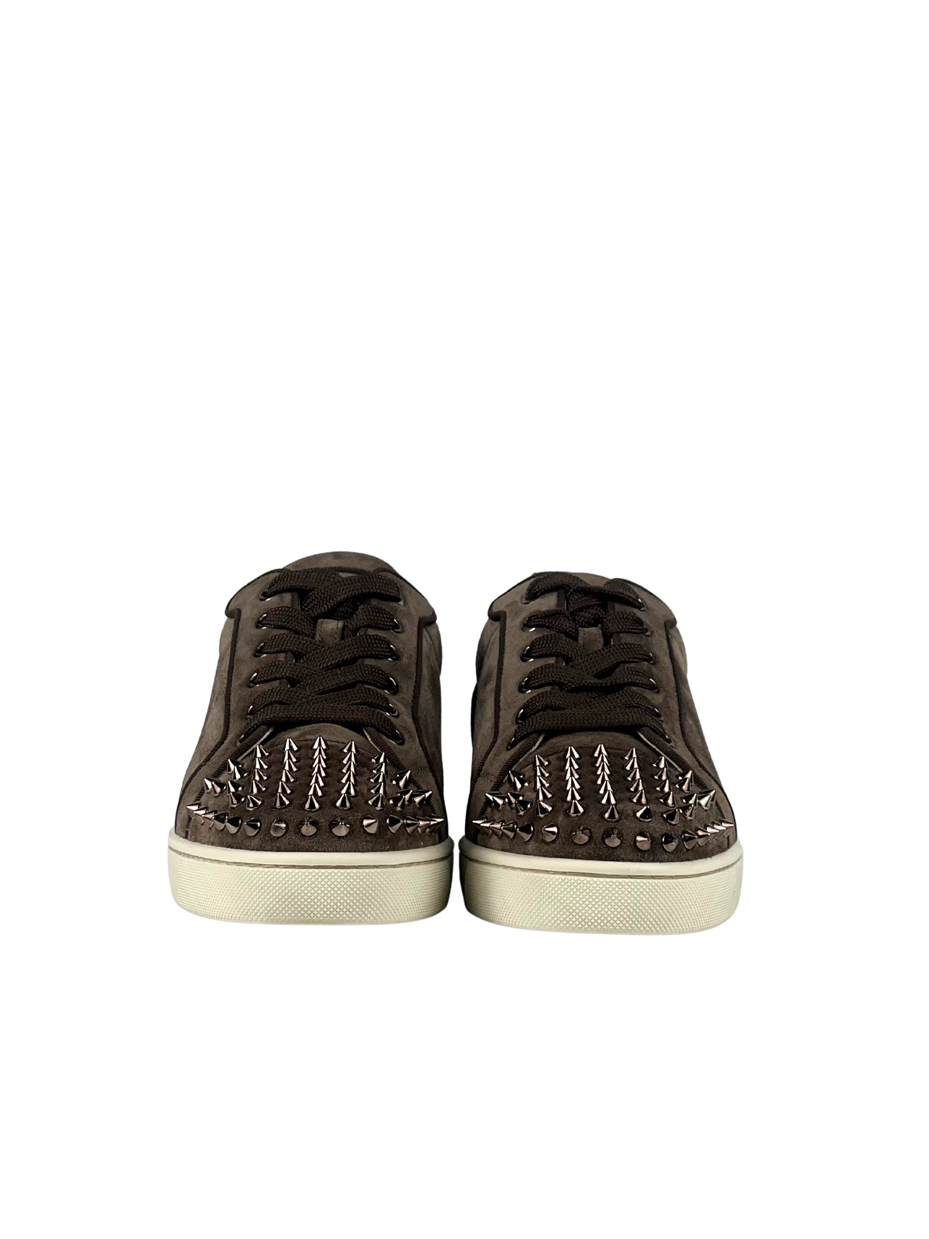 Christian Louboutin Junior Rosegold Spike Suede Sneakers