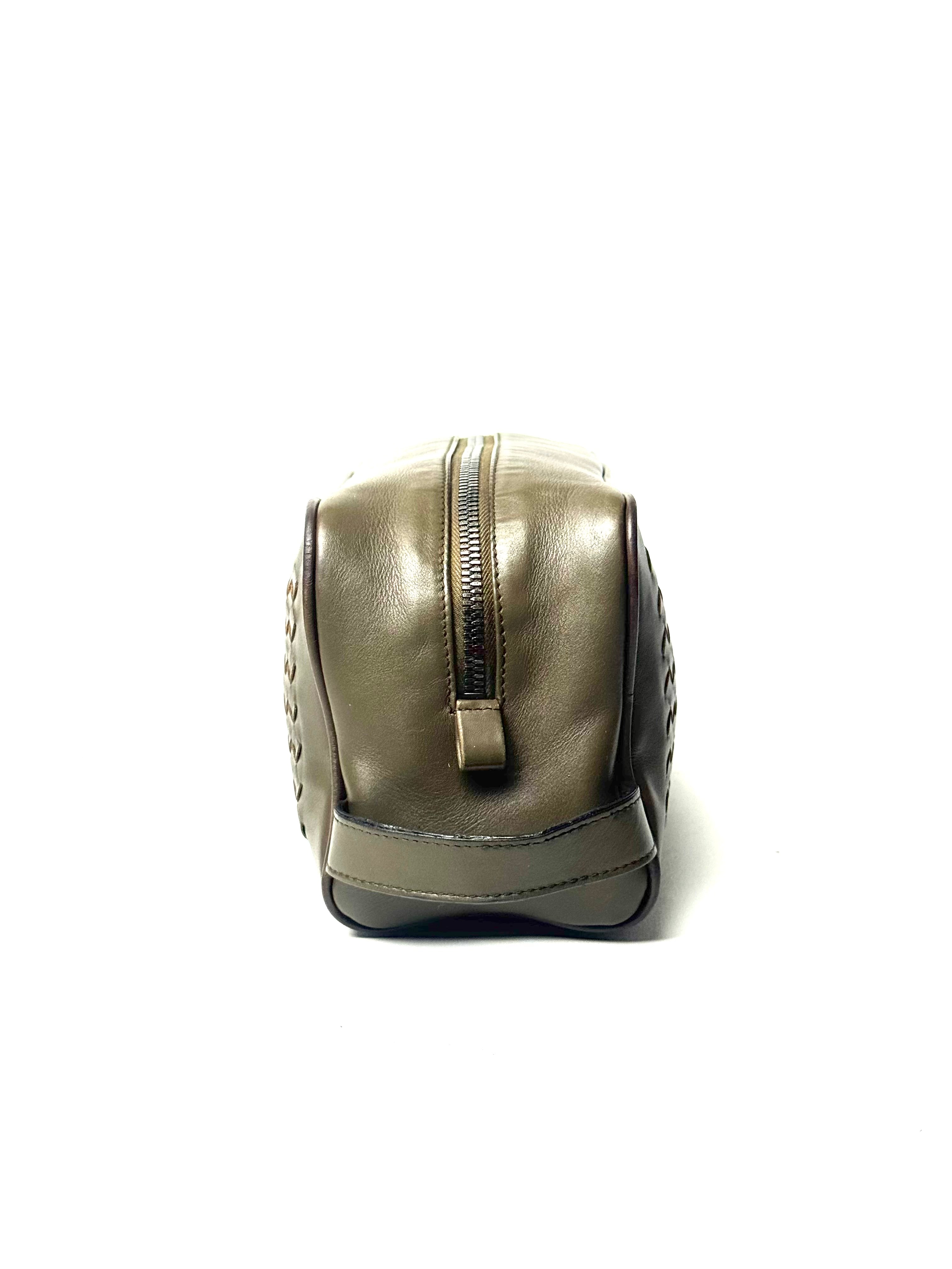 Bottega Veneta Intrecciato Khaki Toiletry Pouch