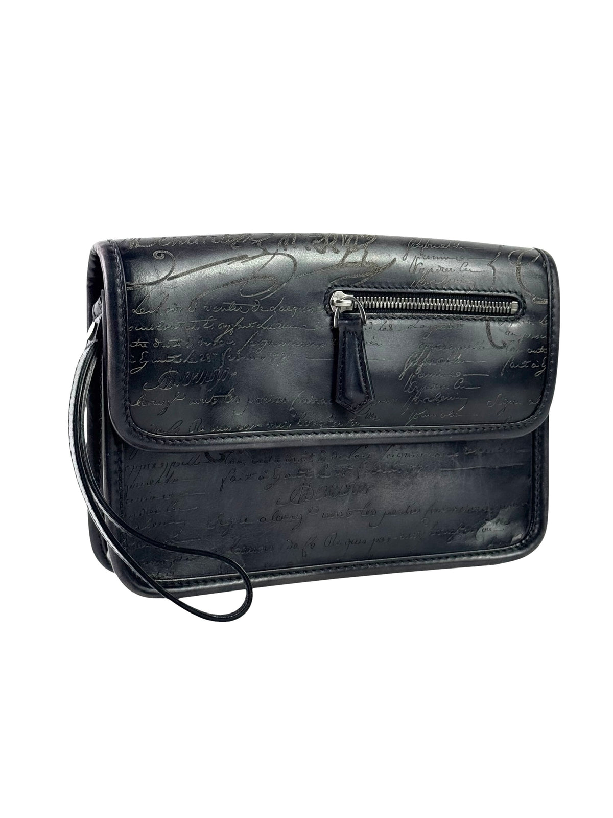Berluti Scritto Grey Flap Clutch