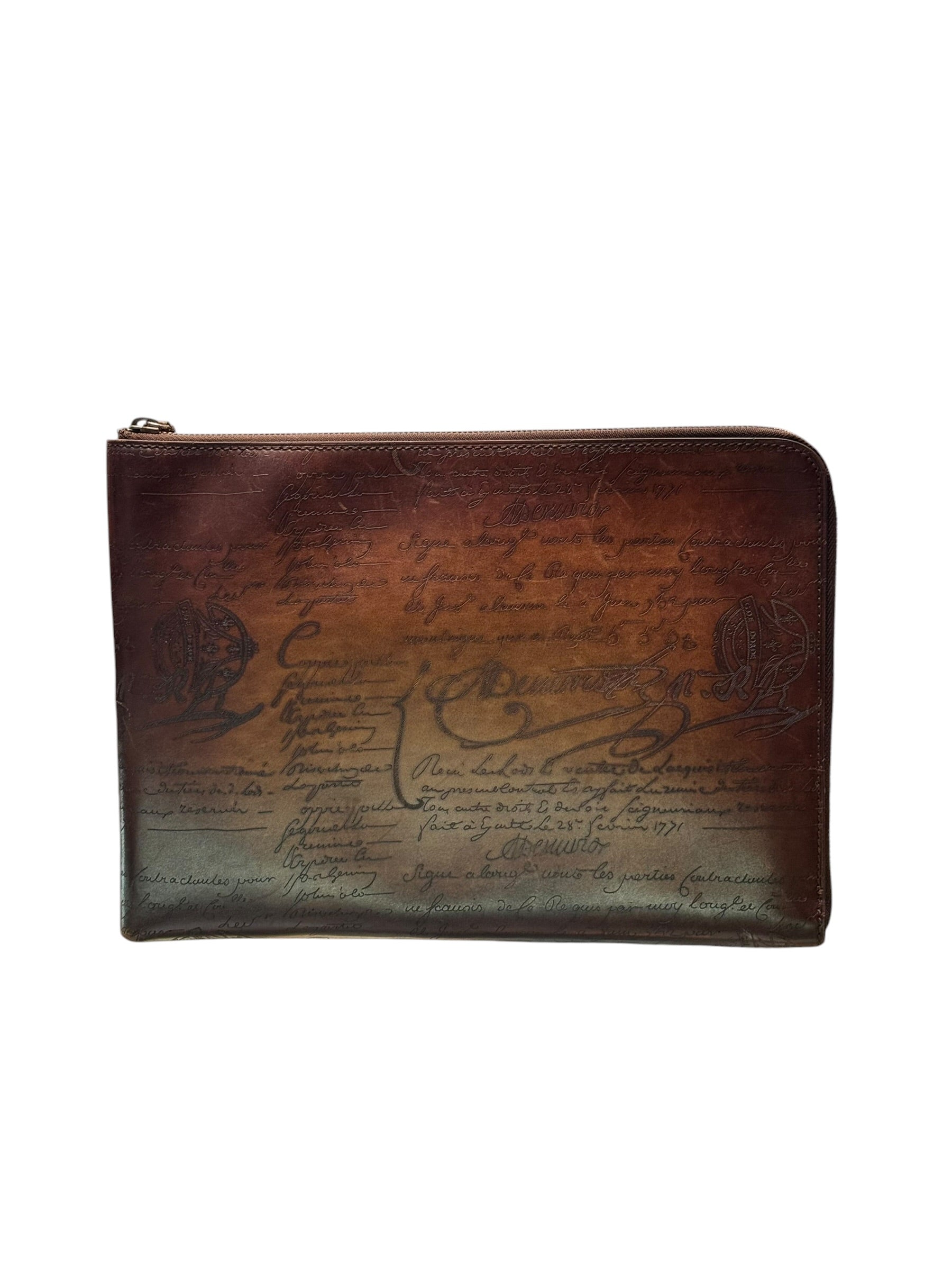 Berluti Nino PM Scritto Brown Clutch