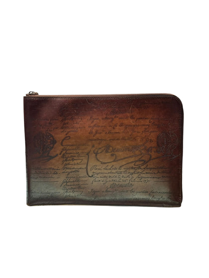 Berluti Nino PM Scritto Brown Clutch