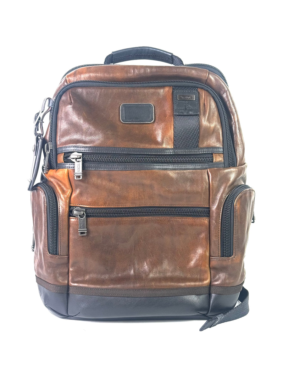 Tumi Brown Alpha Bravo Brown Leather Backpack