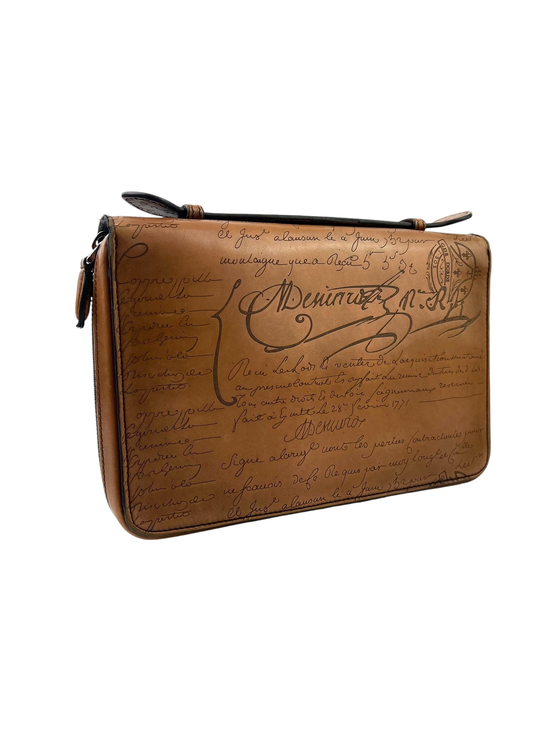 Berluti Scritto Itauba Brown Travel Clutch