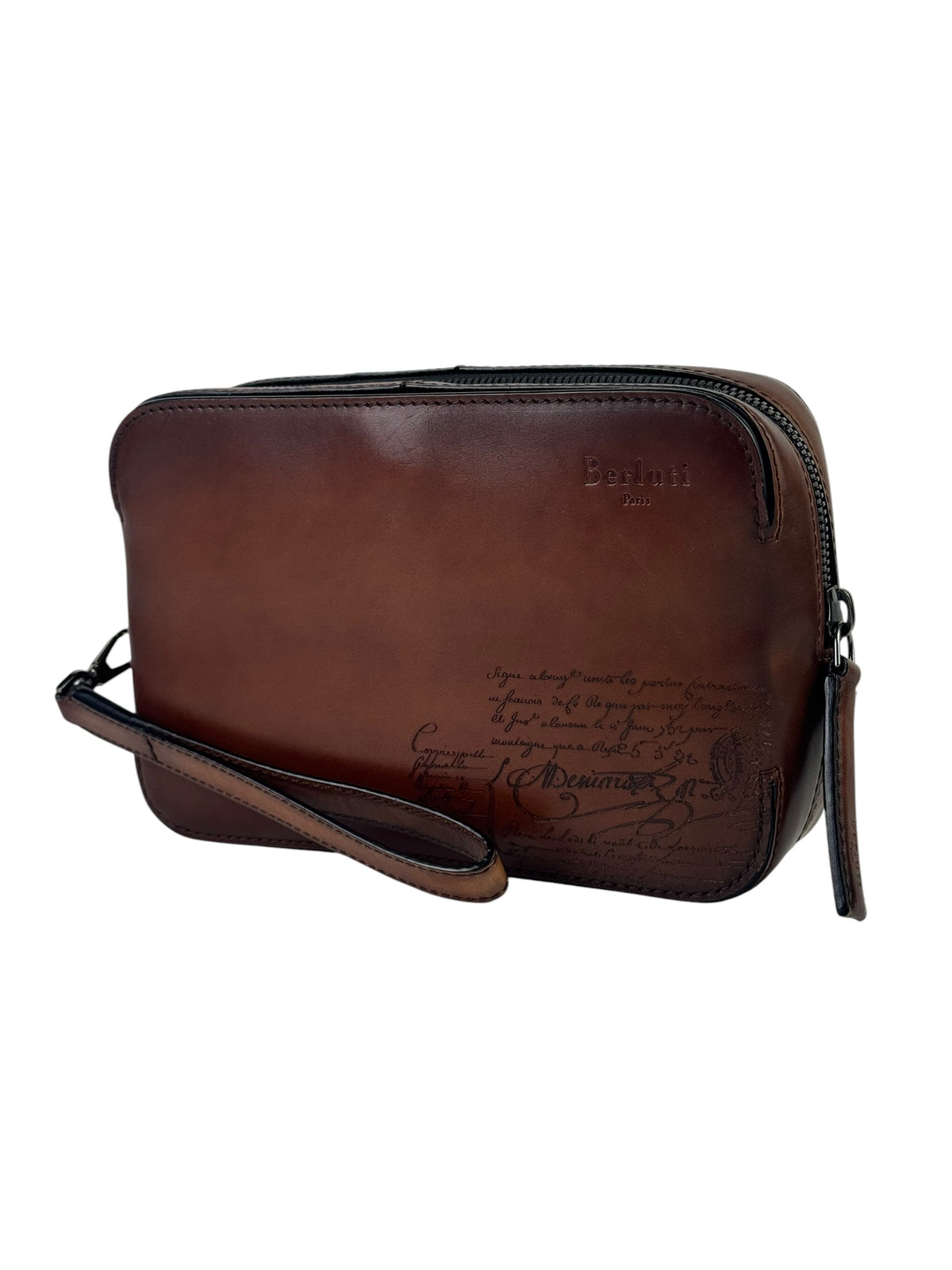 Berluti Scritto Signature Brown Clutch