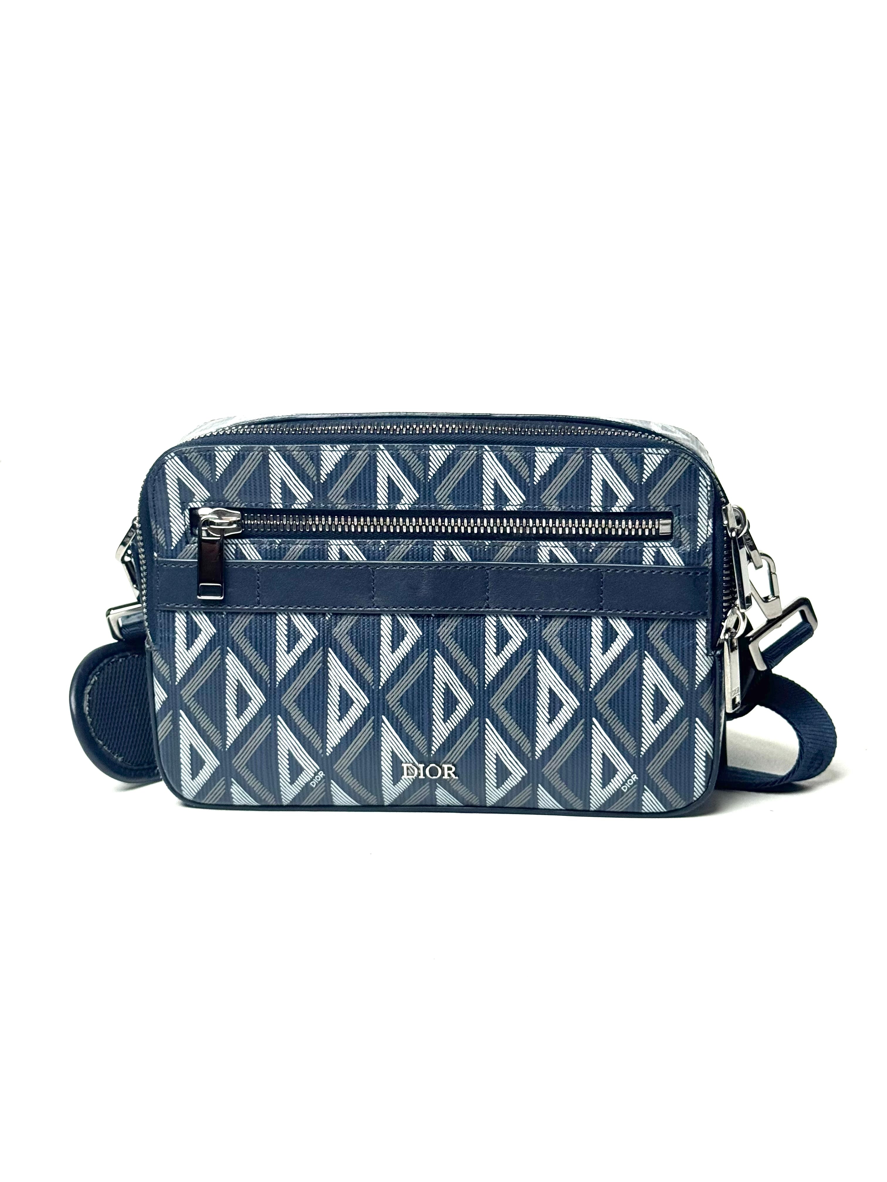 Christian Dior Diamond Navy Safari Messenger Bag