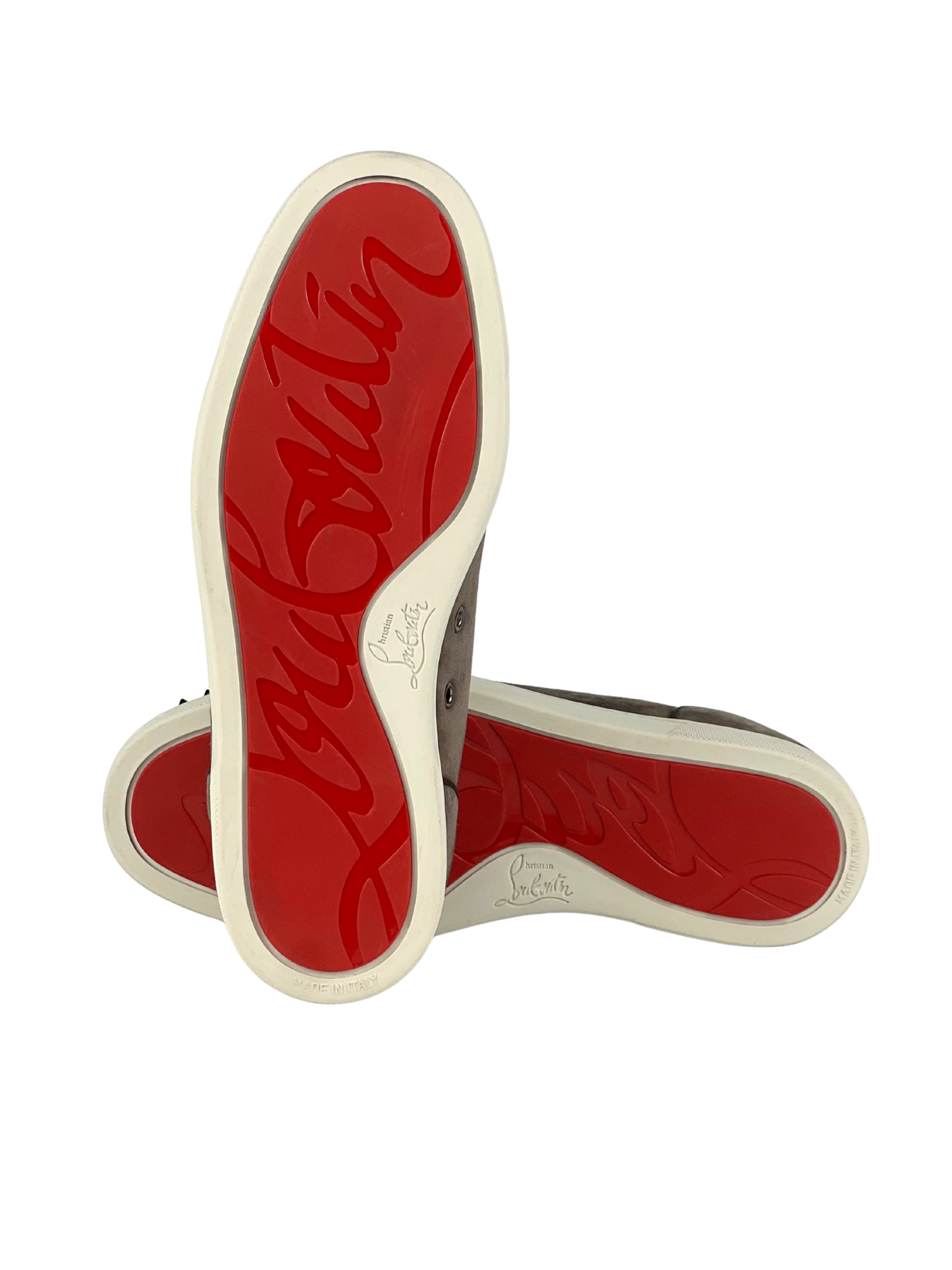 Christian Louboutin Junior Rosegold Spike Suede Sneakers