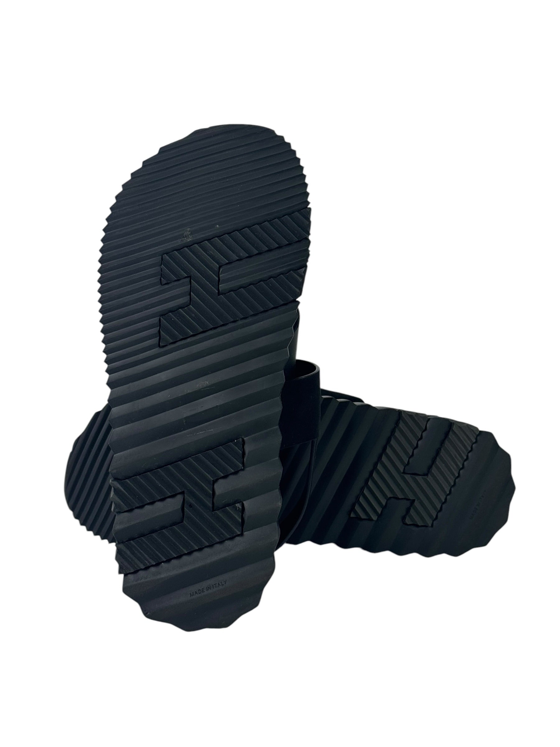 Hermès Electric Black Leather Suede Sandals