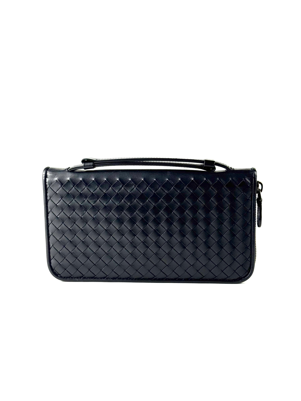 Bottega Veneta Intrecciato Black Zippy Travel Wallet