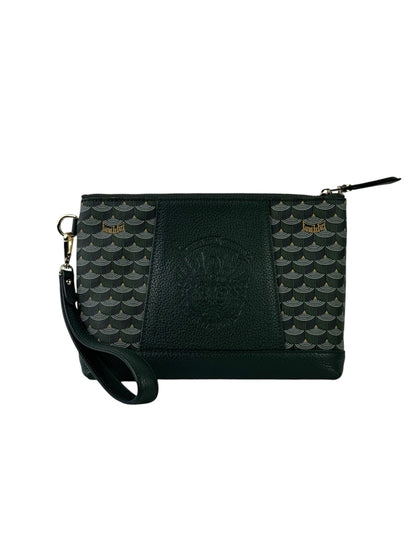 FLP Empire Green Scale Canvas & Calf Leather Carry On 21 Pouch