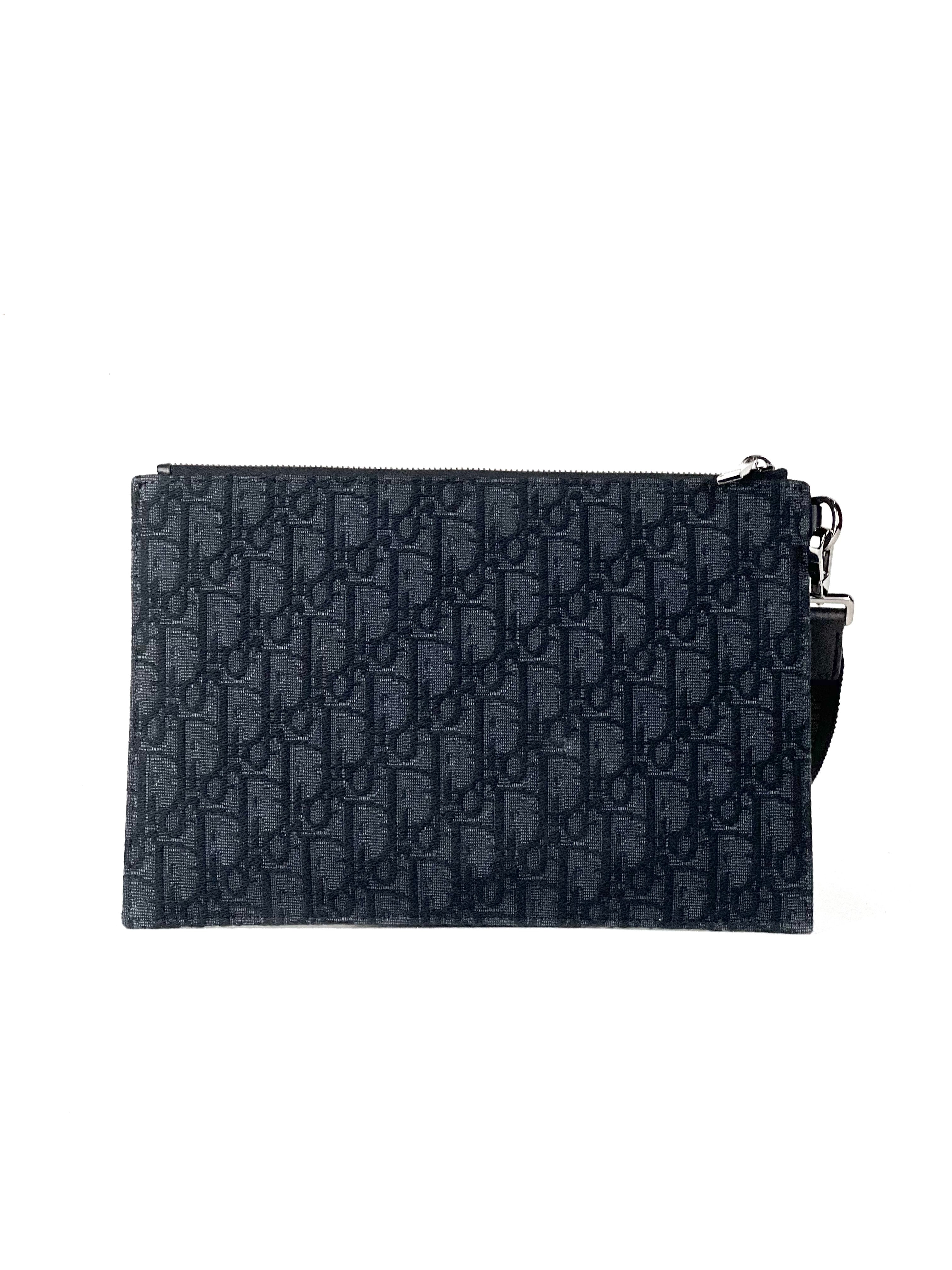 Christian Dior Oblique Jacquard Black A5 Pouch