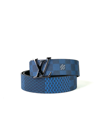 Louis Vuitton Initial 40MM Logo Damier Blue Belt