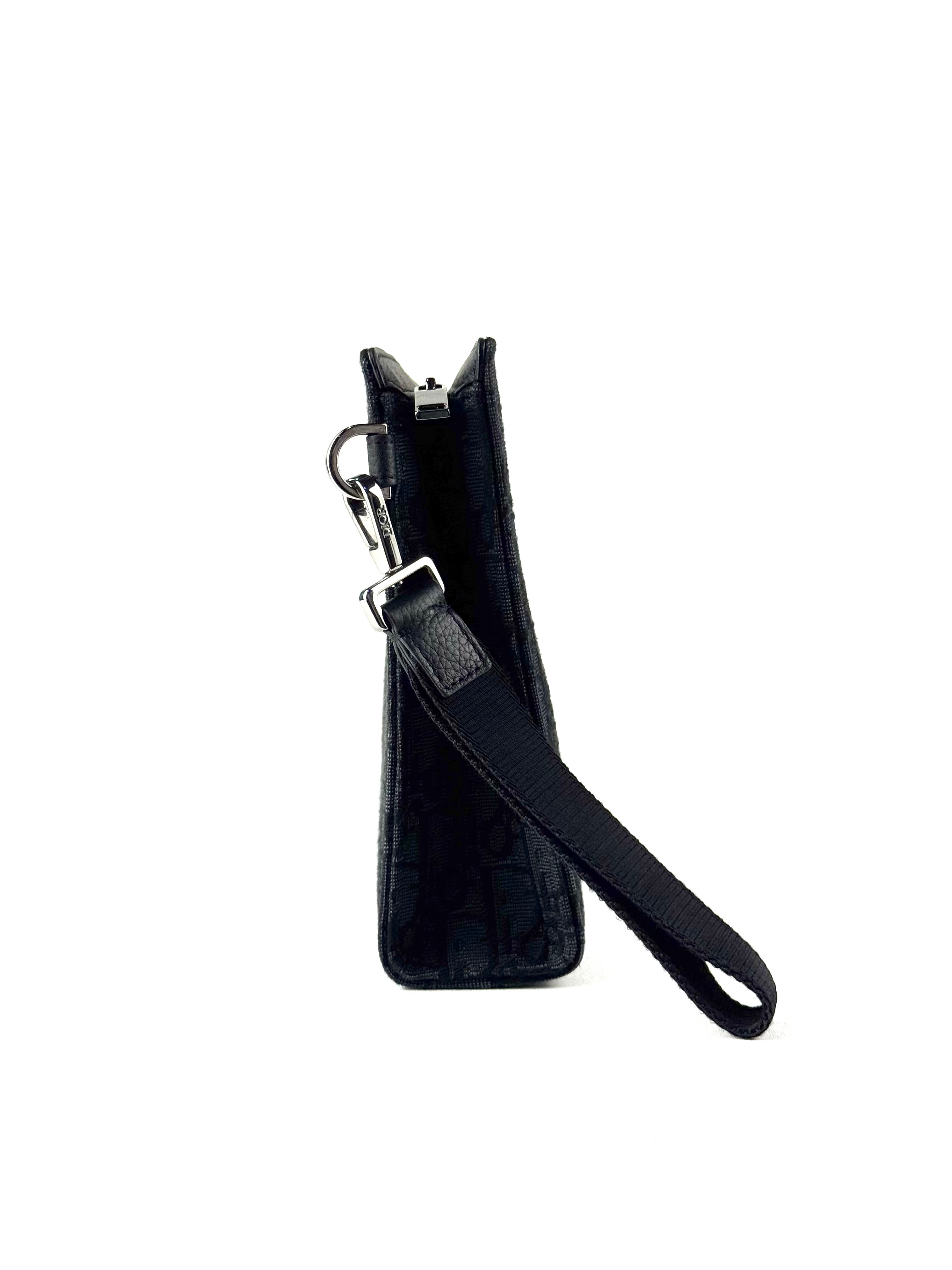 Christian Dior Oblique Jacquard Black A5 Triangle Pouch