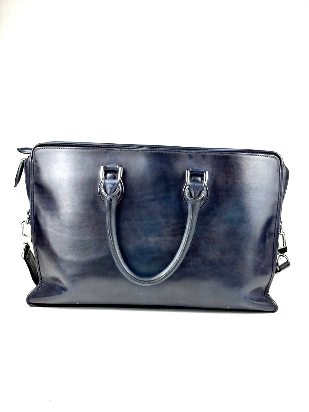 Berluti Un Jour Scritto Blue Denim Briefcase