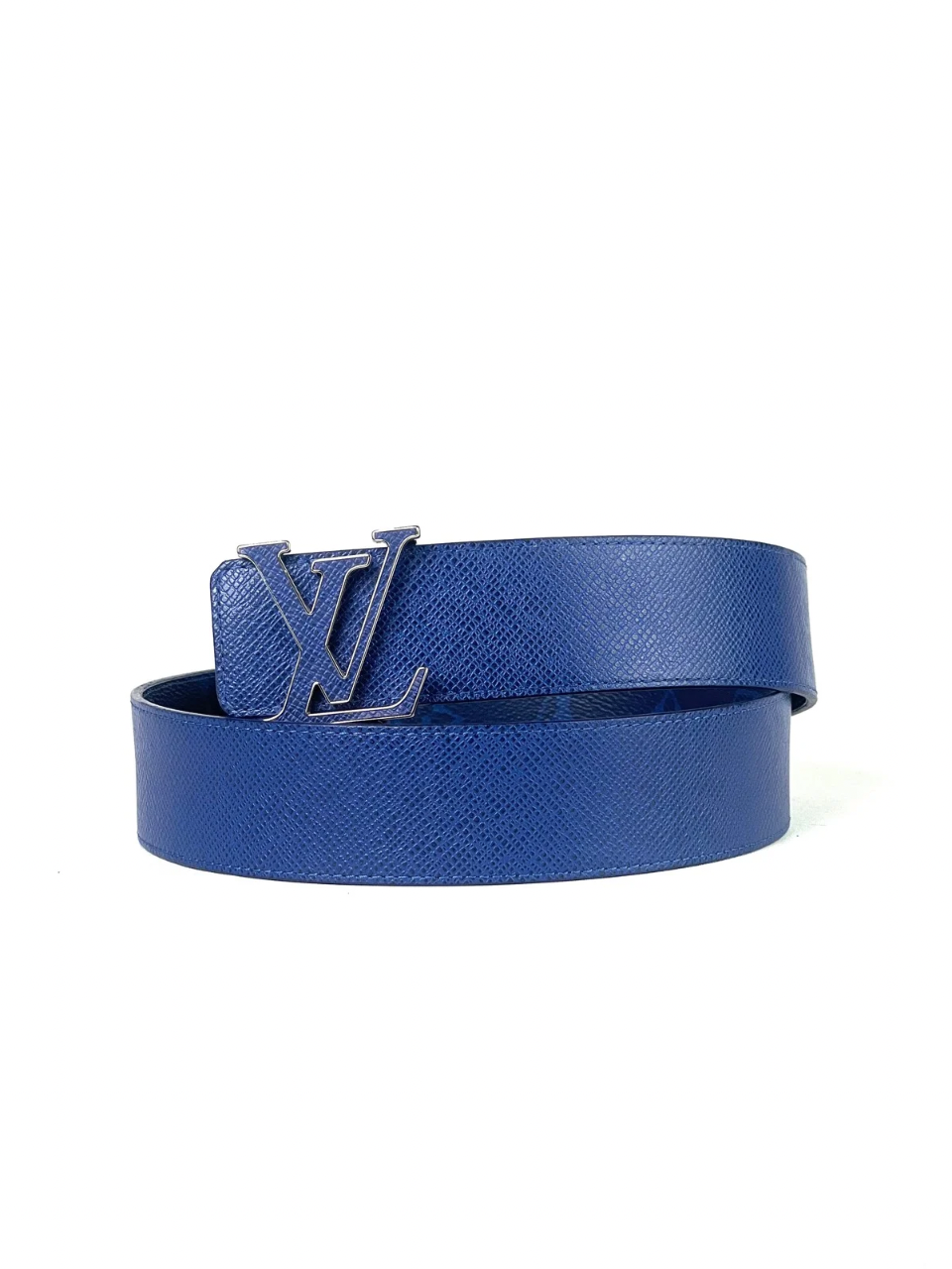Louis Vuitton Initial Logo Taiga Blue Monogram Reversible Belt