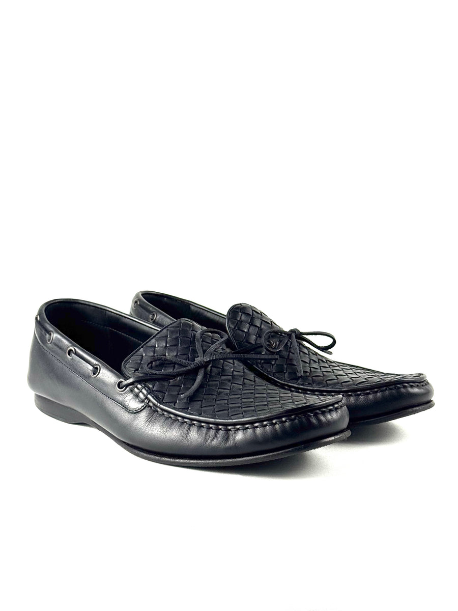 Bottega Veneta Intrecciato Black Leather Loafers