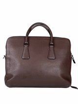 Prada Triangle Logo Vitello Daino Brown Leather Briefcase 3