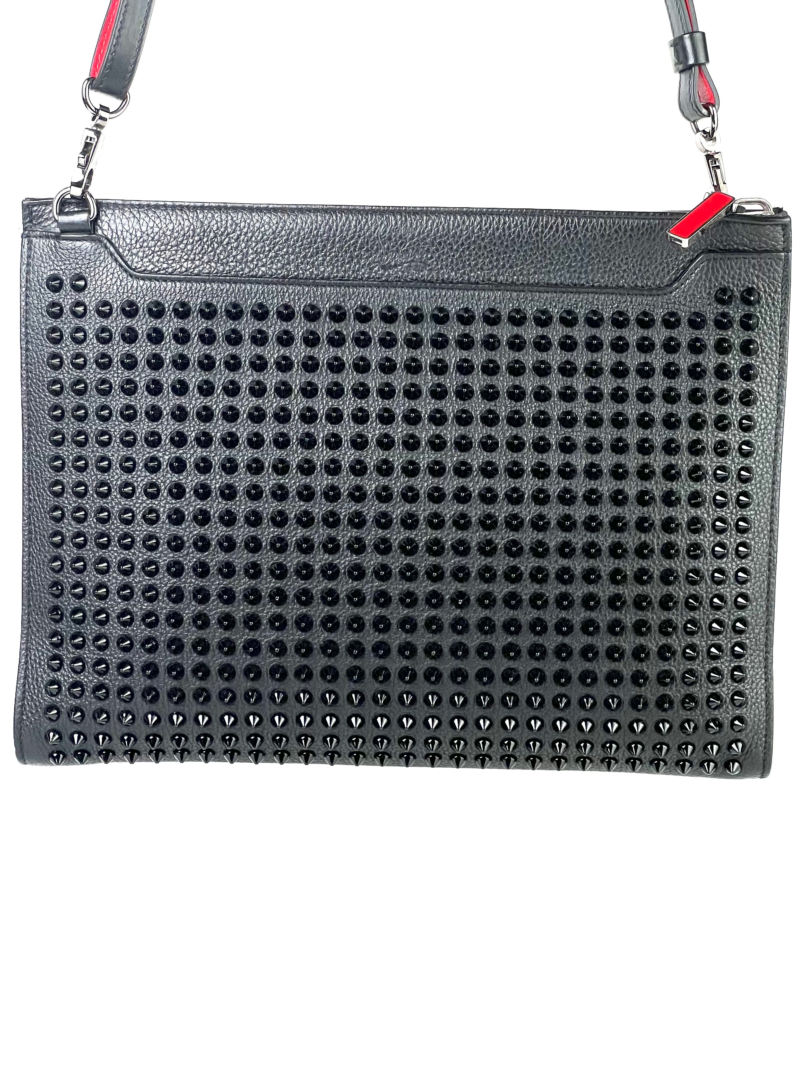 Christian Louboutin Skypouch Calf Leather Spike Black Slingbag