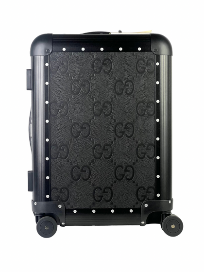 Gucci x FPM GG Jumbo Black Leather & Aluminum Cabin Luggage